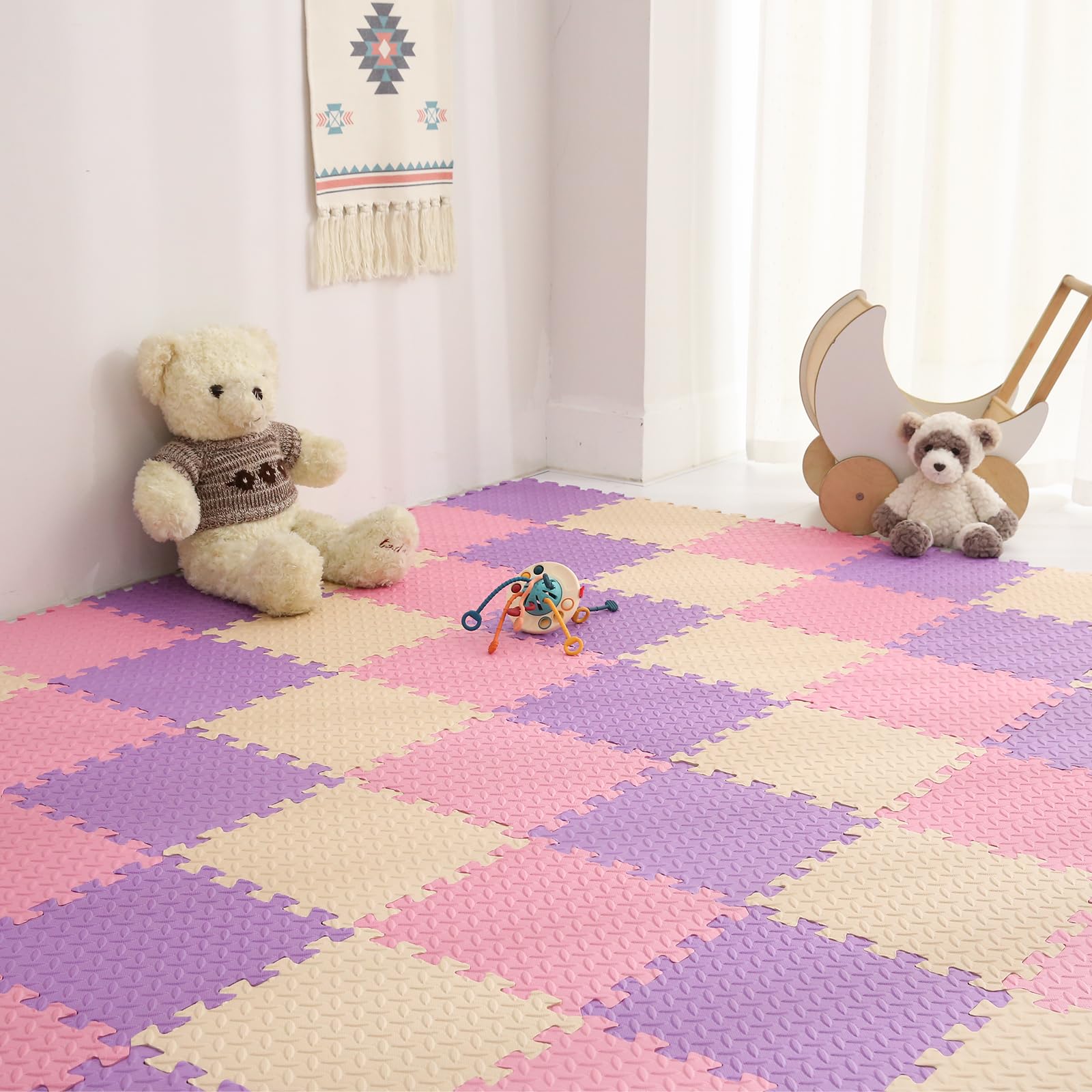 Foam Floor Tiles 12-Piece EVA Foam Play Mat For Kids – Interlocking ...