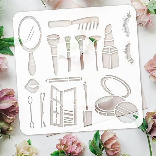 Miniatura 3 de FINGERINSPIRE Herramienta de maquillaje plantilla de pintura de 11.8 x 11.8 pulgadas, plantilla de dibujo cosmético reutilizable, pinceles de