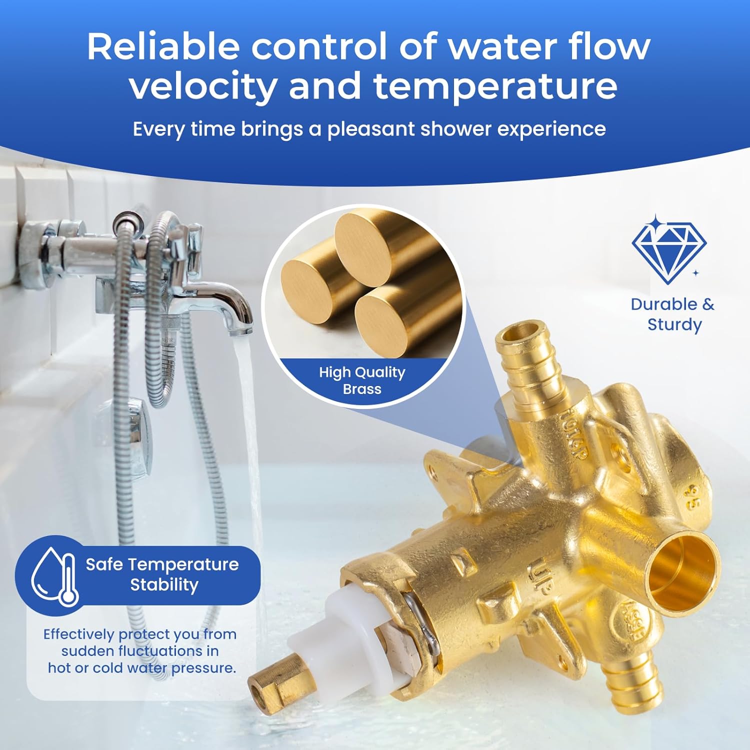 Replacement 2580 Brass Pressure Balancing Shower Valve, 1/2-Inch Crimp Ring PEX Connection with 1222 Cartridge Trim Kit – Plumber-Grade Moen 2580 Shower Valve