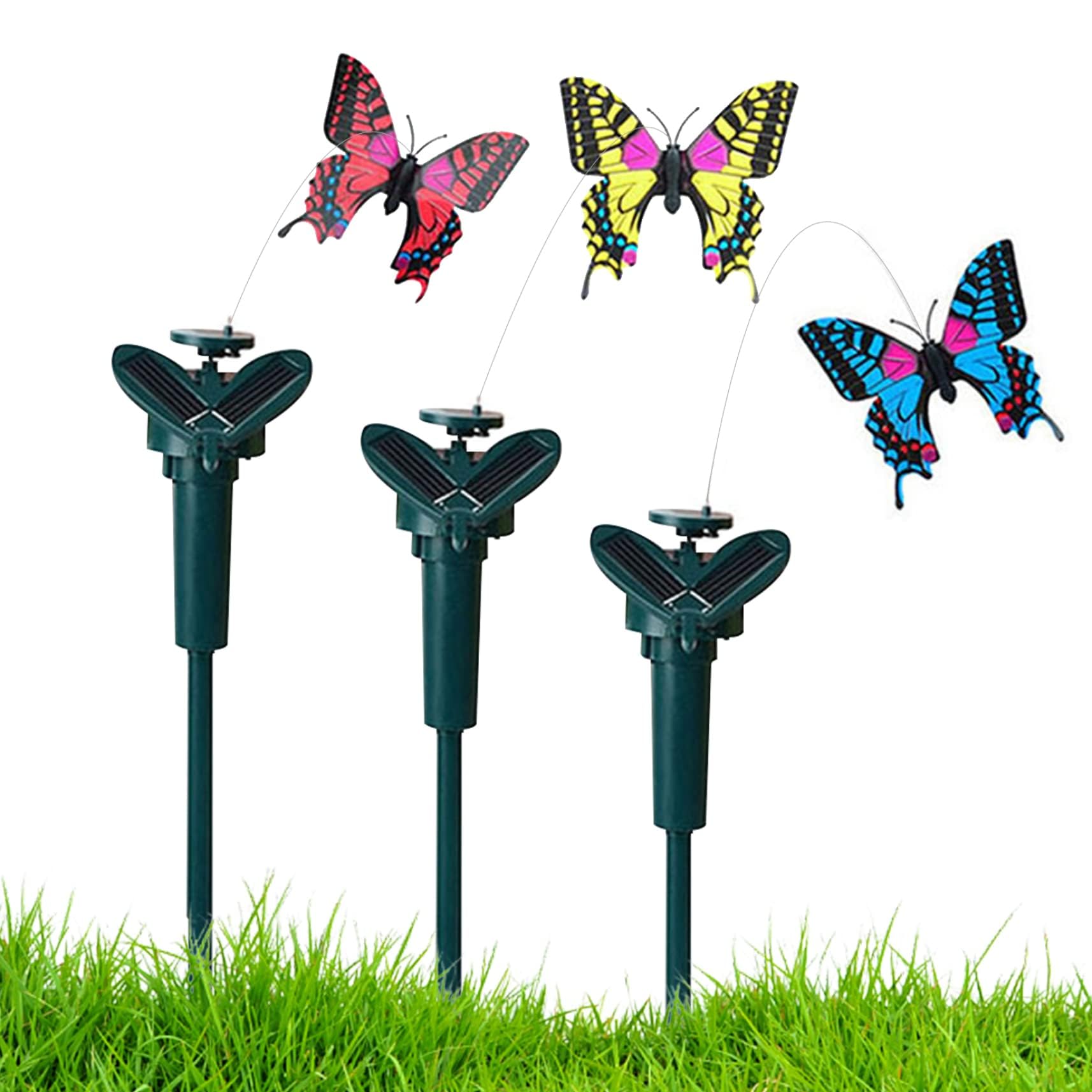 Ehoter Butterfly Fluttering Solar 3Pcs Solar Garden Butterflies Decor Flying Butterflies Garden Ornaments For Yard And Walkways Random Color (Butterfly)