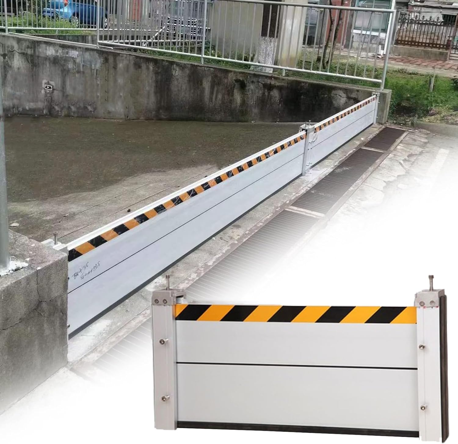 Flood Control Barrier Basement Flood Protection Barrier Removable, Reusable Flood Gate Aluminum Material, Water Barrier Shield for Home/Commercial/Municipal (Color : H 40cm(2ft), Size :