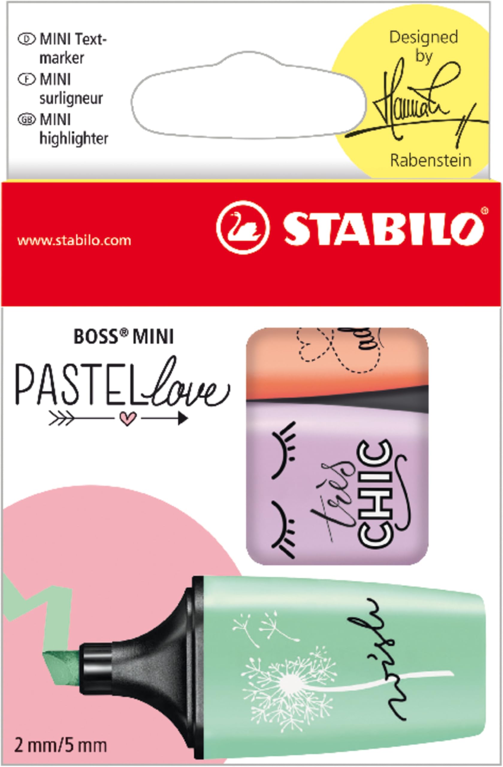 Highlighter BOSS MINI Pastellove - Pack of 3 - peach, purple, mint green