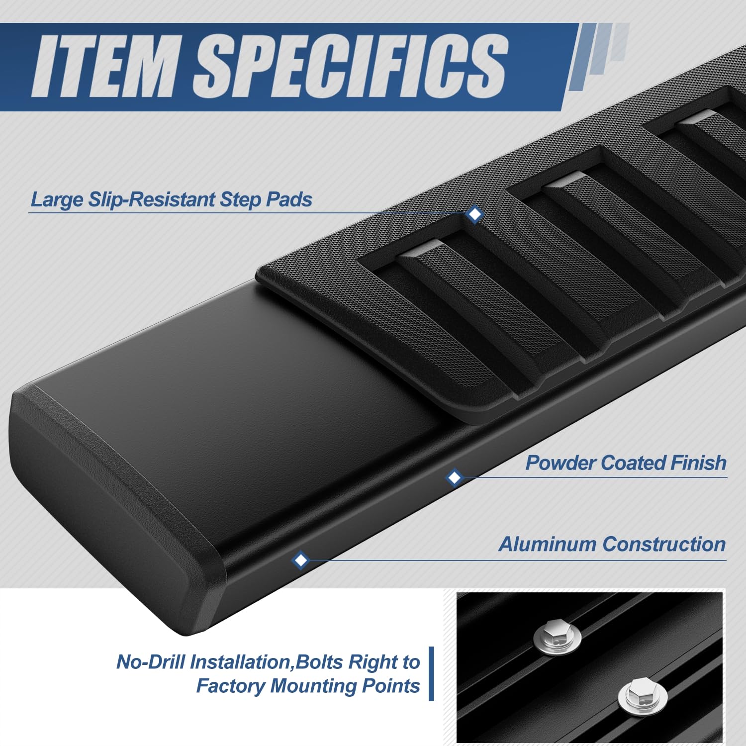 Auto Dynasty Running Boards Compatible with 2007-2021 Toyota Tundra Crew Max, Stainless Steel Side Step Rail Nerf Bars, 6.75