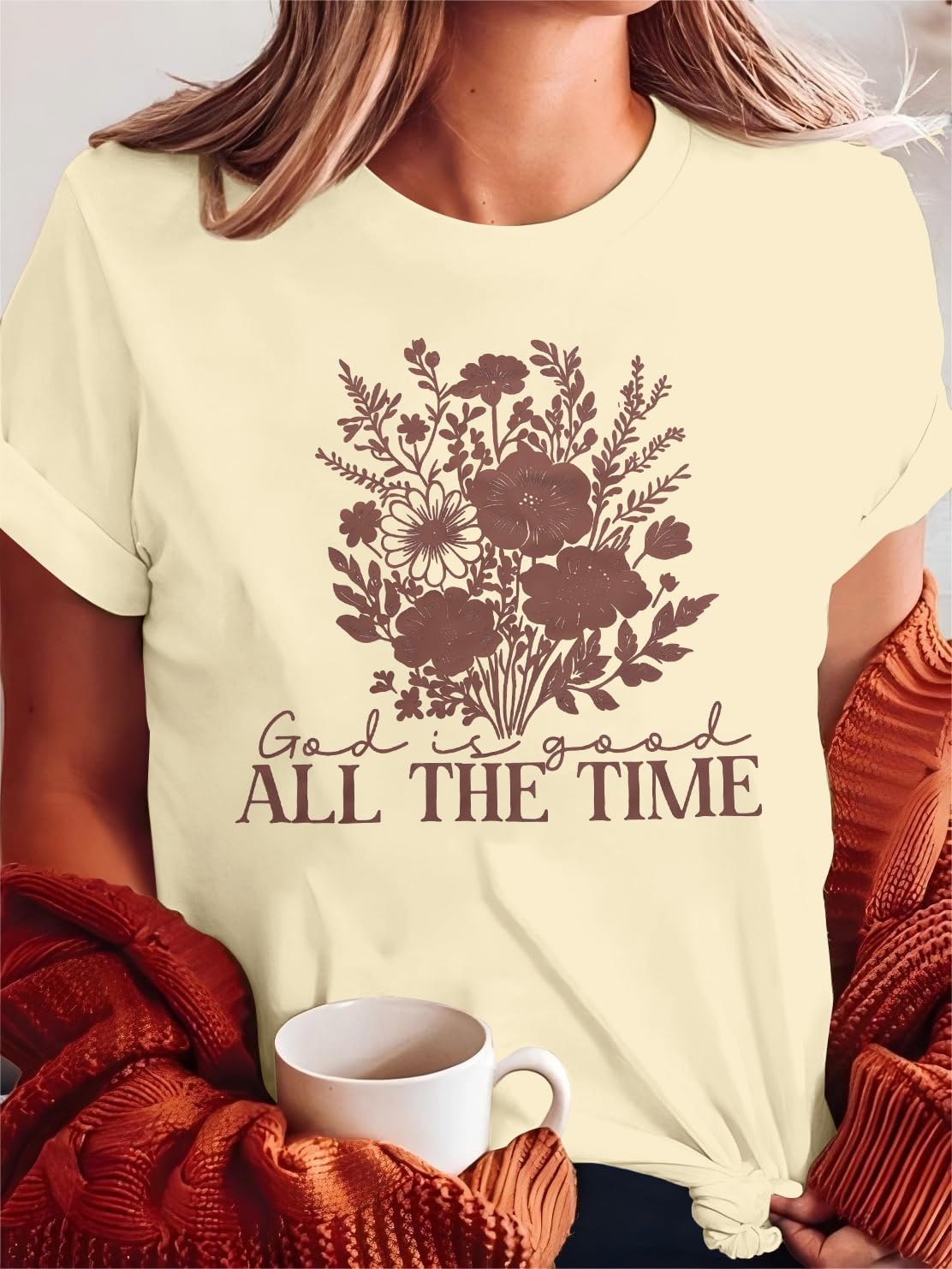 Christian Shirts for Women Vintage Bible Verse Boho Wildflowers T Shirts Floral Graphic Tees Religious Crewneck Tee Tops - Image 5