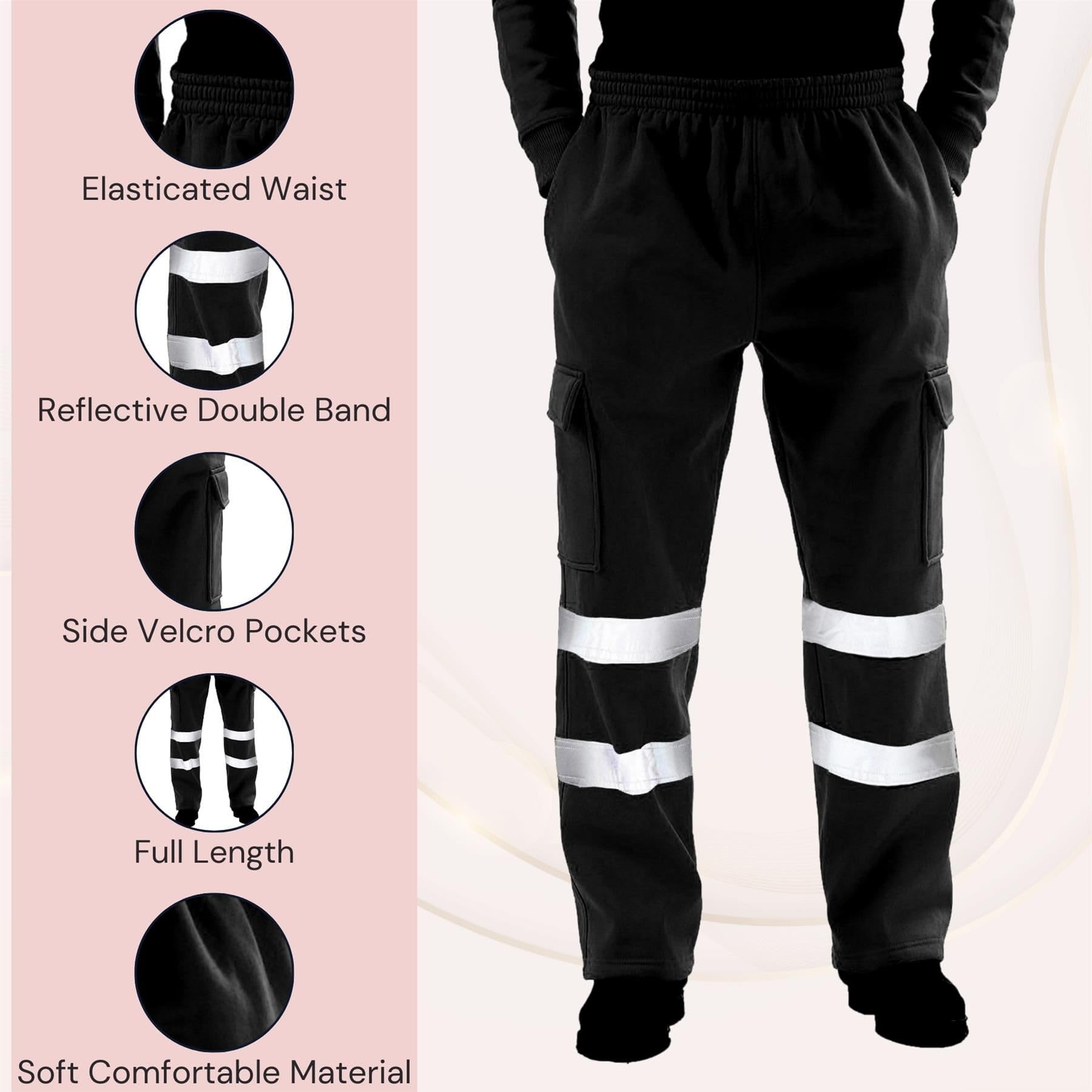 Nowe męskie Hi Vis Visiability Viz polarowe dolne spodnie dresowe bezpieczeństwo spodnie robocze spodnie