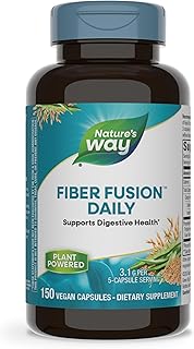 Nature's Way Fiber Fusion Daily, with Psyllium Husk, Oat Bran, Guar Gum, Pectin, Digestive Health Support*, Vegan, 150 Cap...