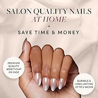 Vista 140 de Glamnetic Uñas a presión – Red Affair Uñas cortas de punta francesa con purpurina roja almendra con un acabado brillante 15 tamaños – Kit de 30