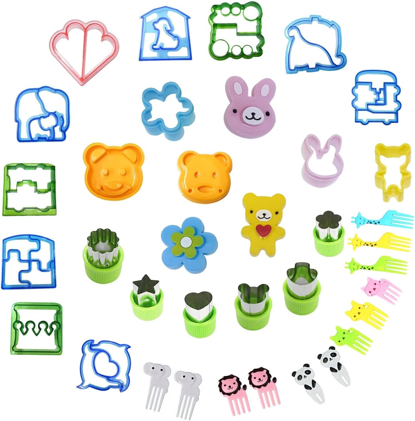32 Pieces Sandwich SuperCutter for kids School Lunch - Cute Multiple Shapes - Uncrustables Sandwich Maker - DIY Bread, Cookies, Fruits, Vegetable, Pancakes, Sandwich Molds for kids Bento Lunch Box