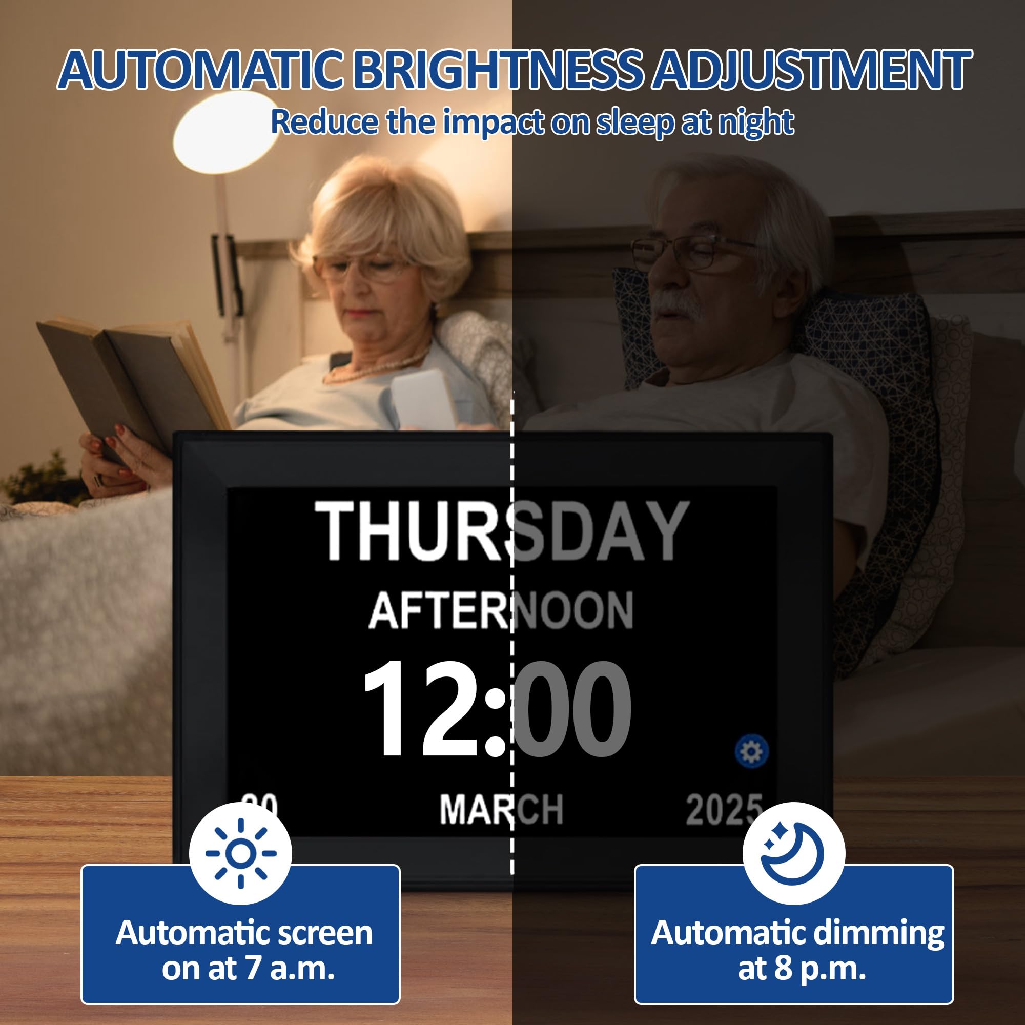Reloj despertador digital con pantalla táctil de 10.1 pulgadas, relojes de demencia para personas mayores, reloj de pantalla extra grande con día y fecha para ancianos, 40 recordatorios, 64