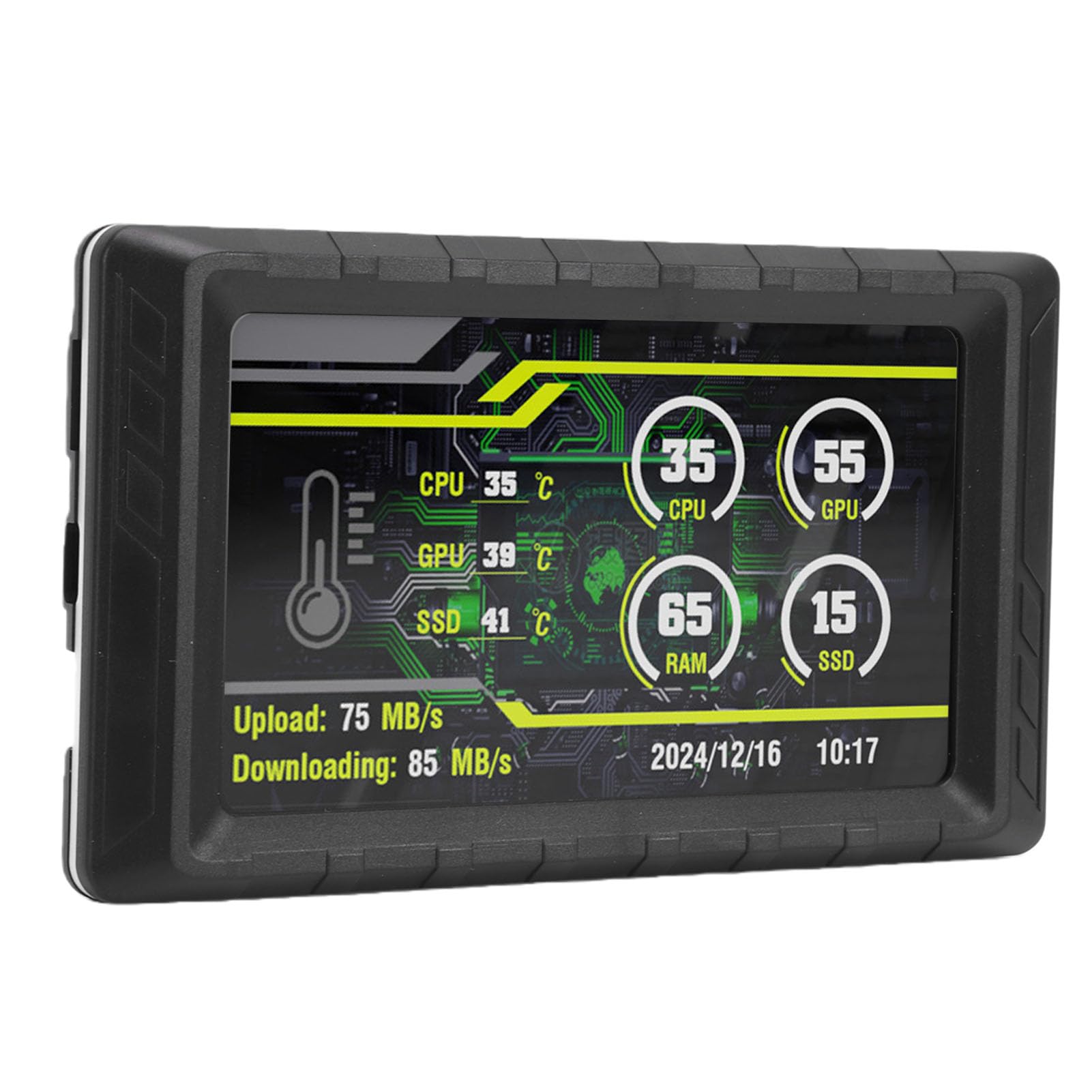 Topiky 5-calowy Wyświetlacz LCD z Dynamicznymi Motywami Wideo do Monitorowania Pamięci Temperatury Procesora GPU Komputera (BLACK)