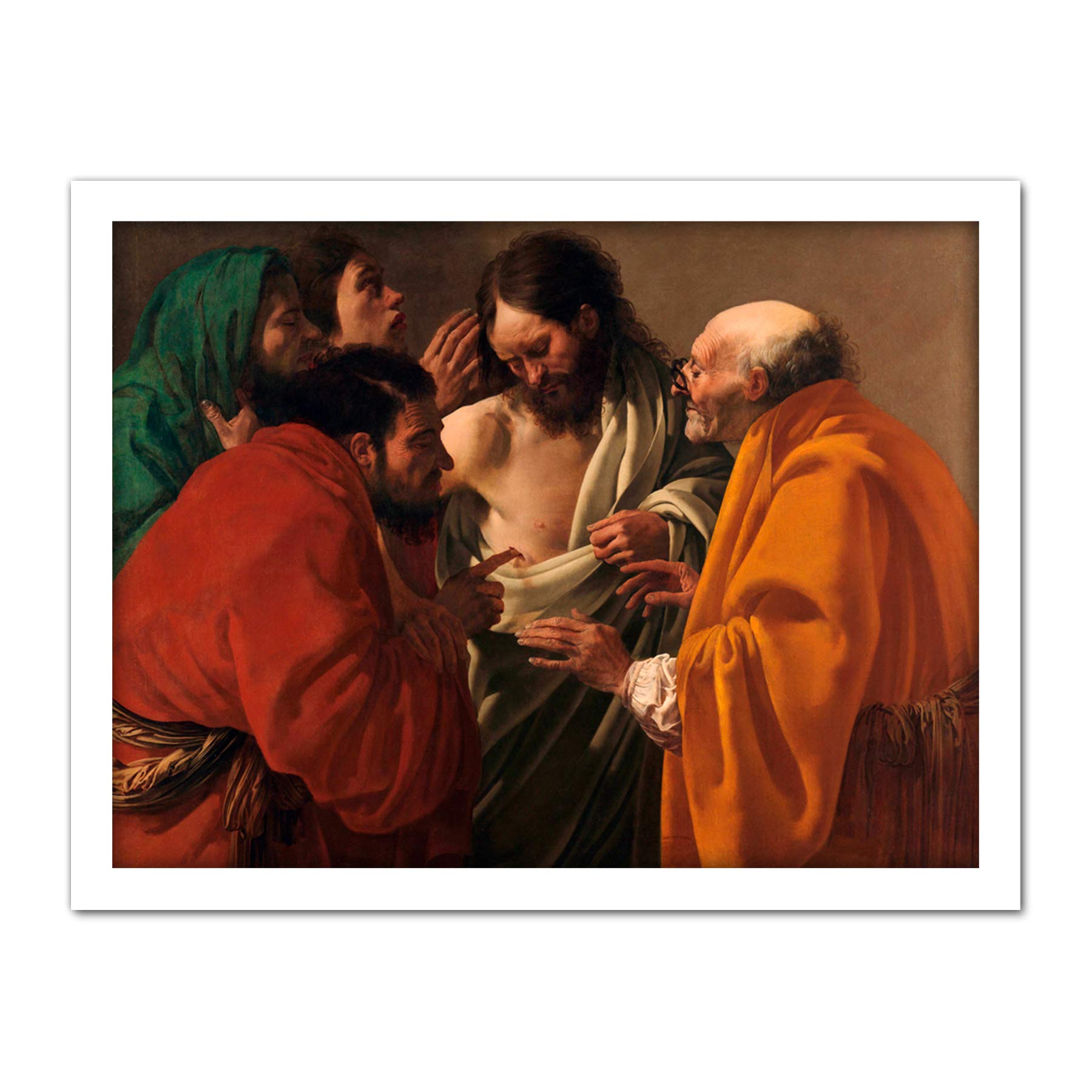 Artery8 Ter Brugghen The Incredulity Of Thomas Painting Artwork Framed Wall Art Print 18X24 Inch