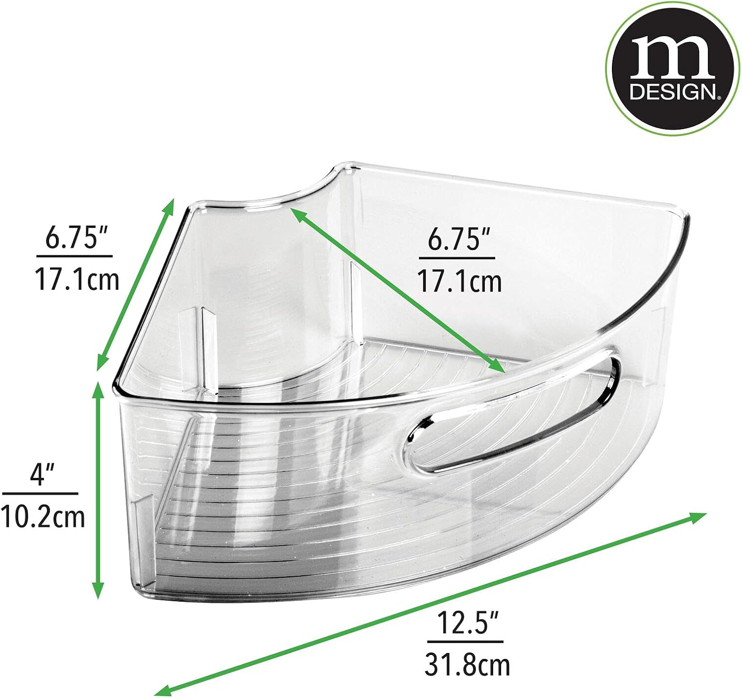 mDesign Plastic Lazy Susan Cabinet Storage Bin with Front Handle for Kitchen Countertop, Pantry, Shelf, Fridge Organization - Hold Food, Drinks, Snacks - Ligne Collection - 2 Pack - Smoke Gray Tint Smoke (Pack of 2)