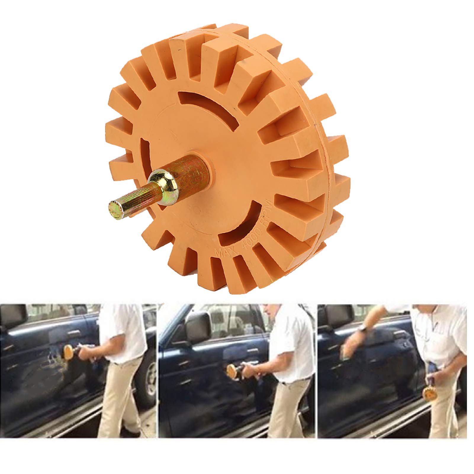 Rueda de Goma de Borrar de 4 Pulgadas - Removedor de Pegamento de Película Adhesiva - Disco Limpiador de Pintura de Calcomanía Neumático para Automóvil, Barco, Vehículo