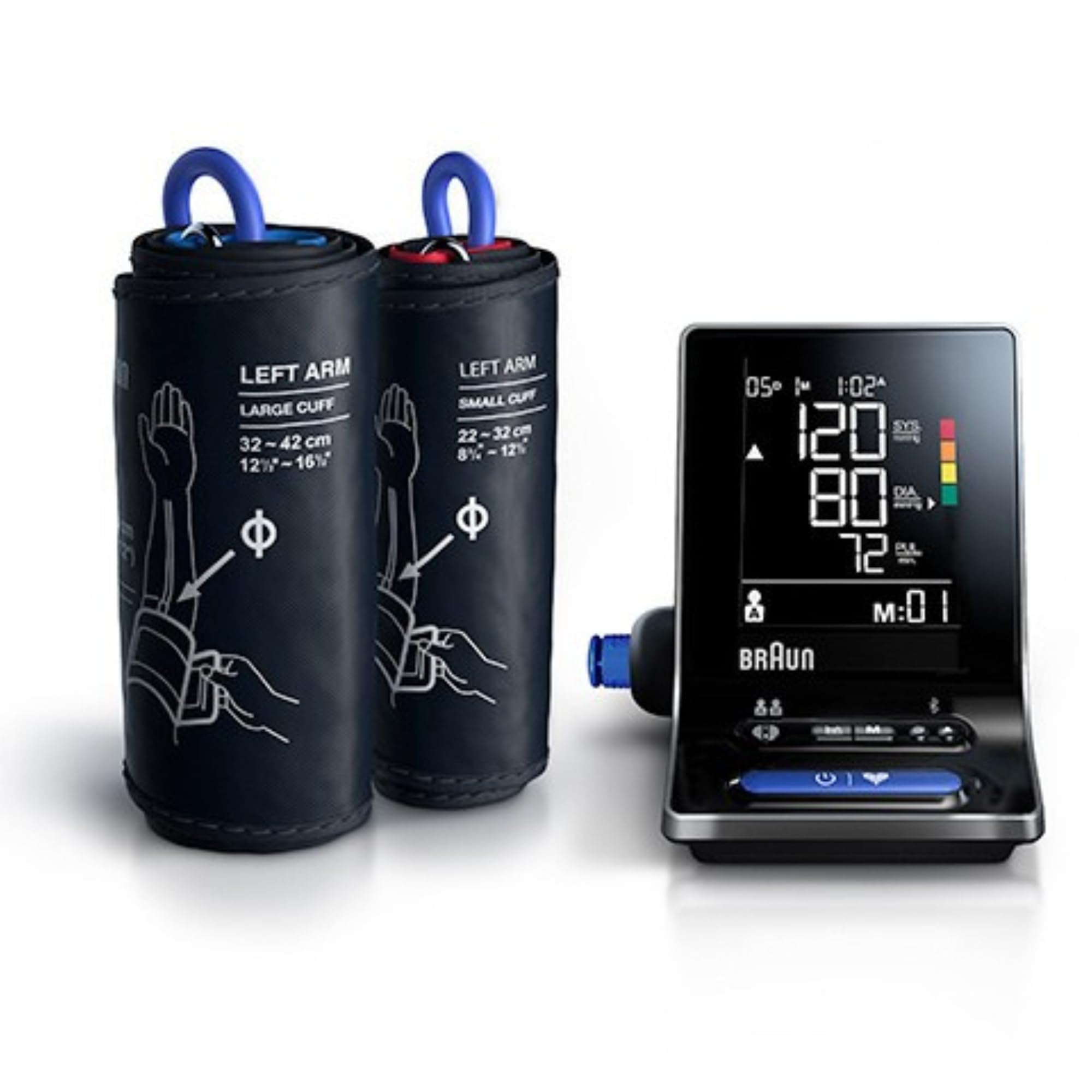 Intelligentes Braun ExactFit 5 Connect Oberarm-Blutdruckmessgerät | Braun Healthy Heart App | Farbcodierte Anzeige | 2 Manschettengrößen | Für zu Hause | BUA6350
