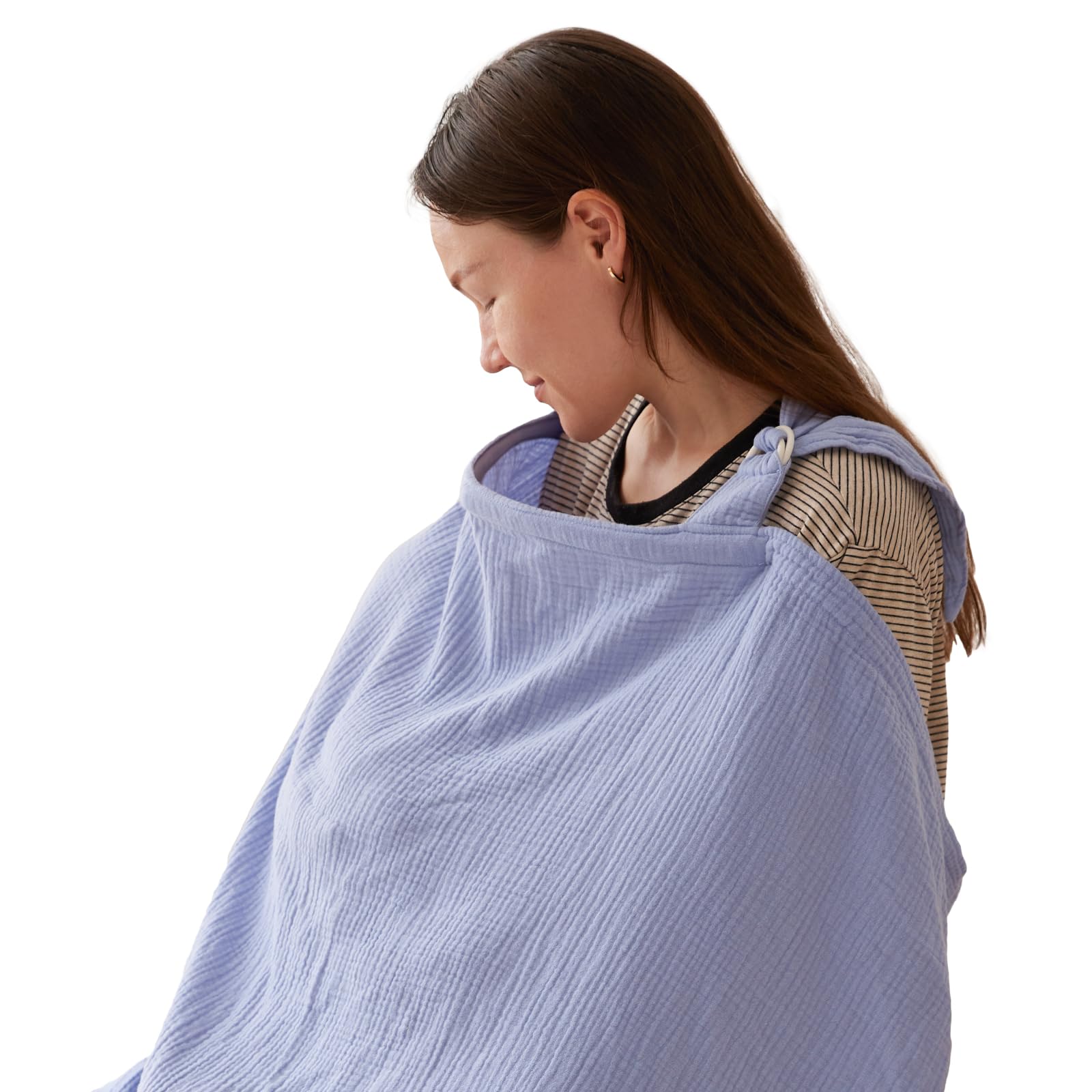 TILLYOU Stilltuch für Unterwegs 70x100 cm Musselin Stillschürze Stillschal 100% Baumwolle Nursing Cover Breastfeeding Cover, Blau
