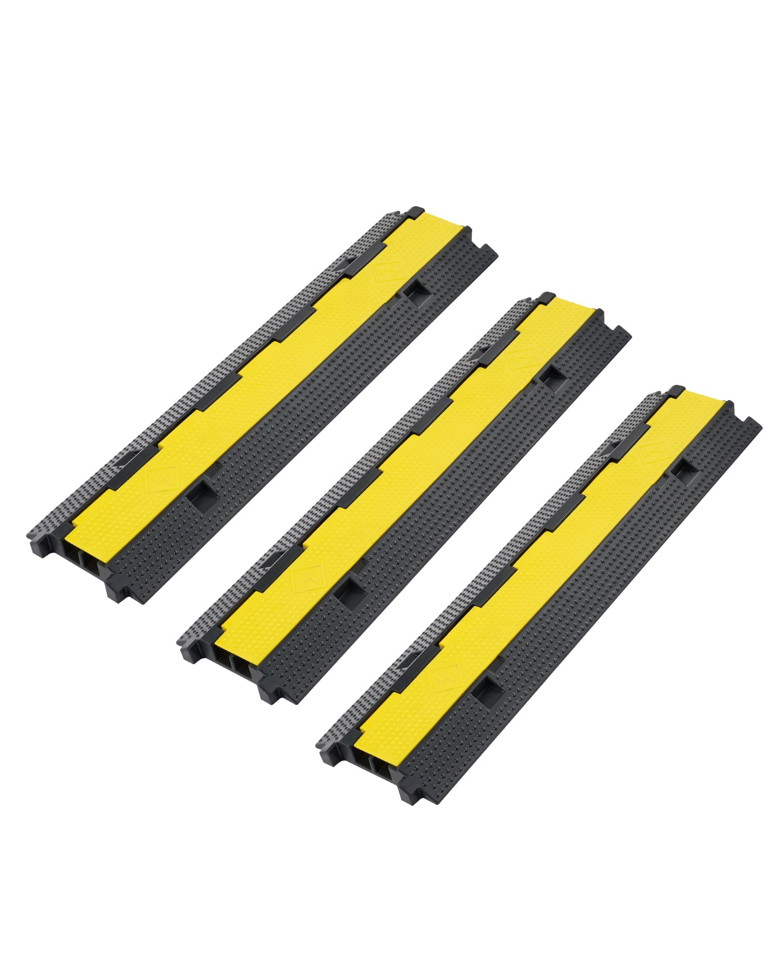 CREWORKS Passe Câble au Sol Extérieur 3pcs 2 Canaux 100x25x5cm, Goulotte Protection des Fils, Capacité 5T pour Parkings Entrepôts Jardin