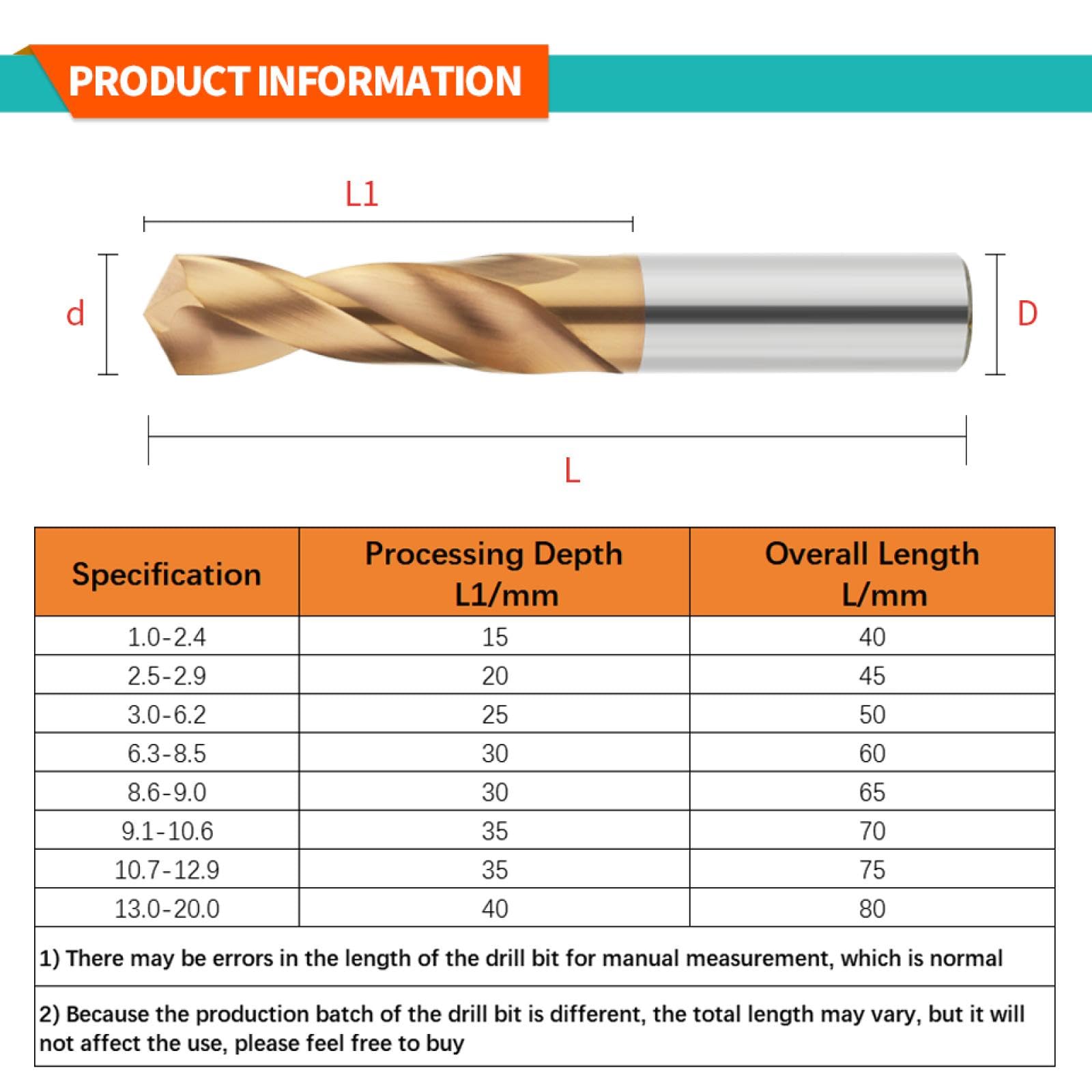 Brocas de carburo Hrc55° Brocas de acero de tungsteno Torno CNC Taladrado de acero inoxidable Herramientas para trabajar metales duros 0,5-20,0 mm (16,1 mm)