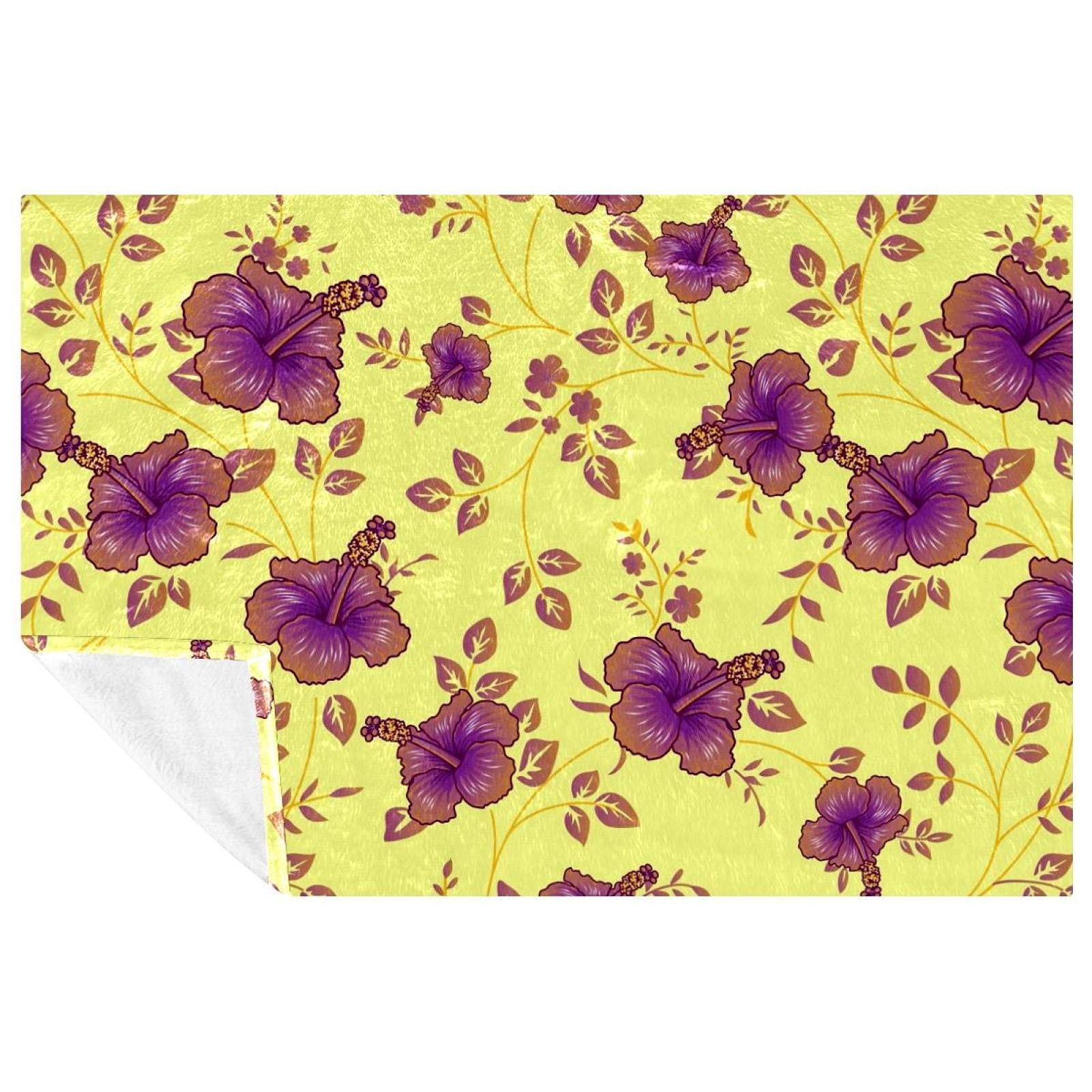 Couverture chaude à motif floral Polynésie plaid doux et thermique pour canapé