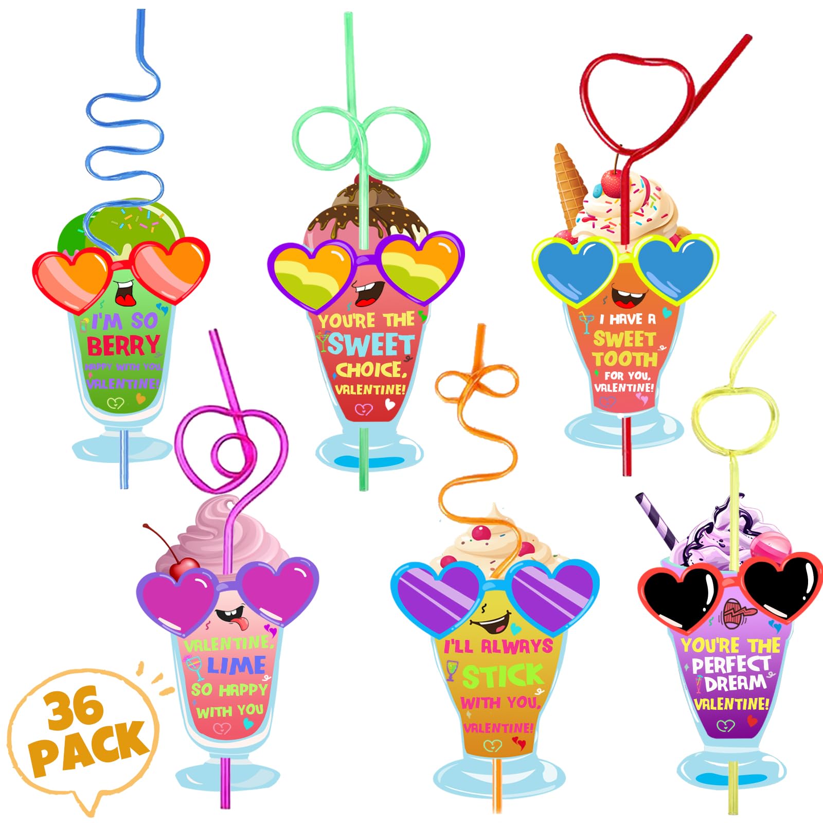 Pailles folles lot de 32 en plastique réutilisable pour anniversaire et mariage