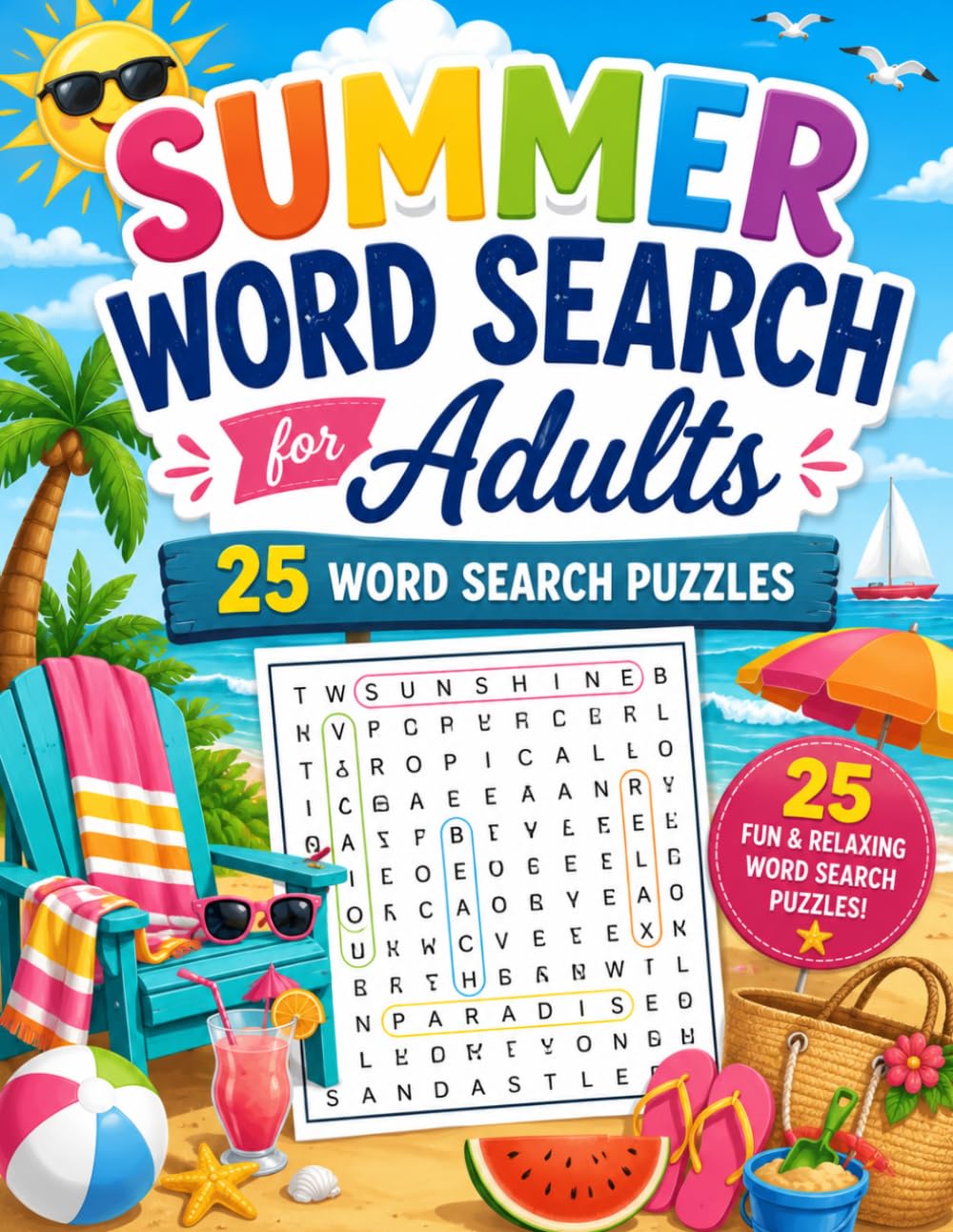 Summer Word Search For Adults: 25 Fun & Relaxing Word Search Puzzles