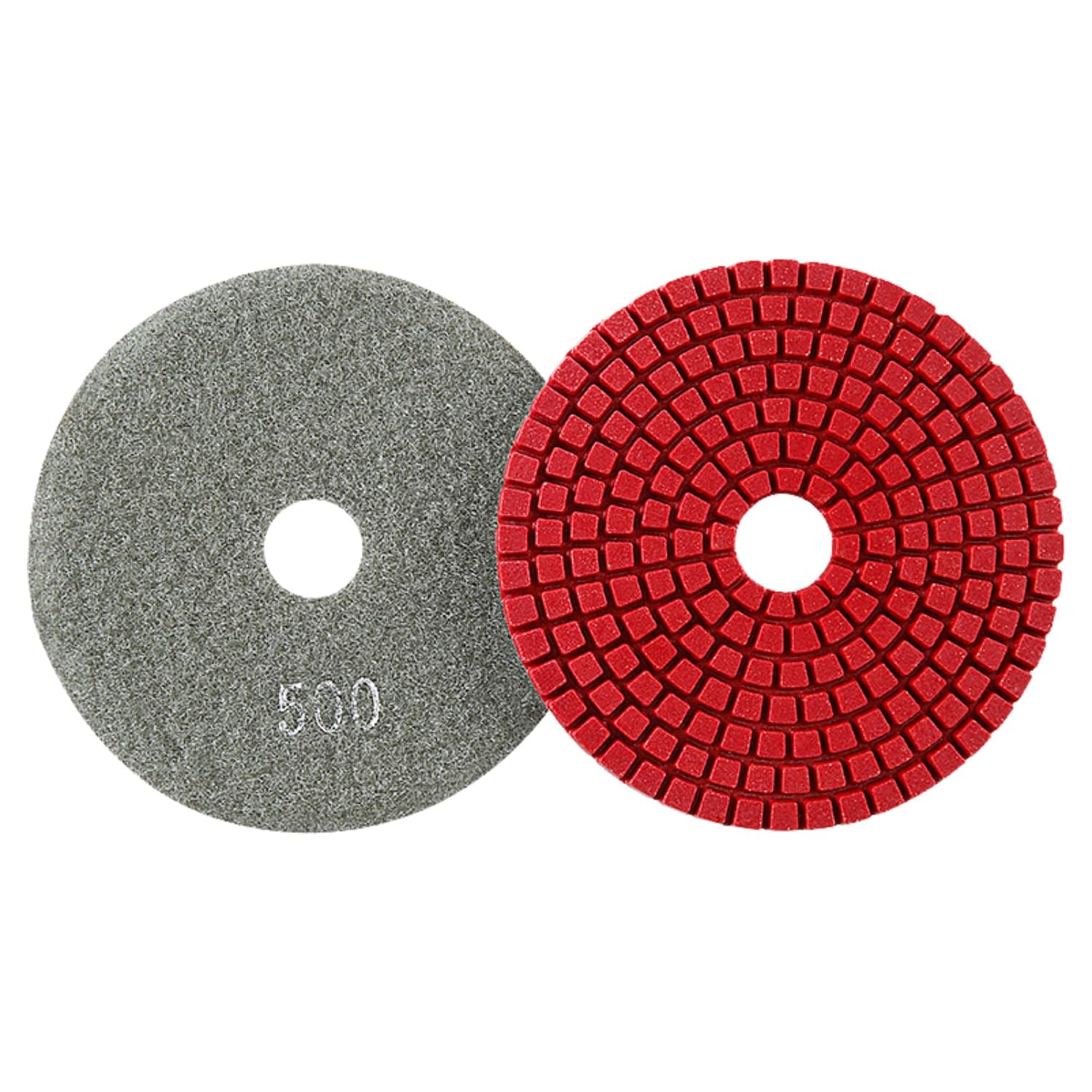 MiJunHD Diamond Polishing Pad, 4 inch 100 mm 500 Grit Sanding Discs for Grinder & Polisher, Hook and Loop Backing Pad for Grinding Buffing Granite Marble Concrete Stone (1 Piece)