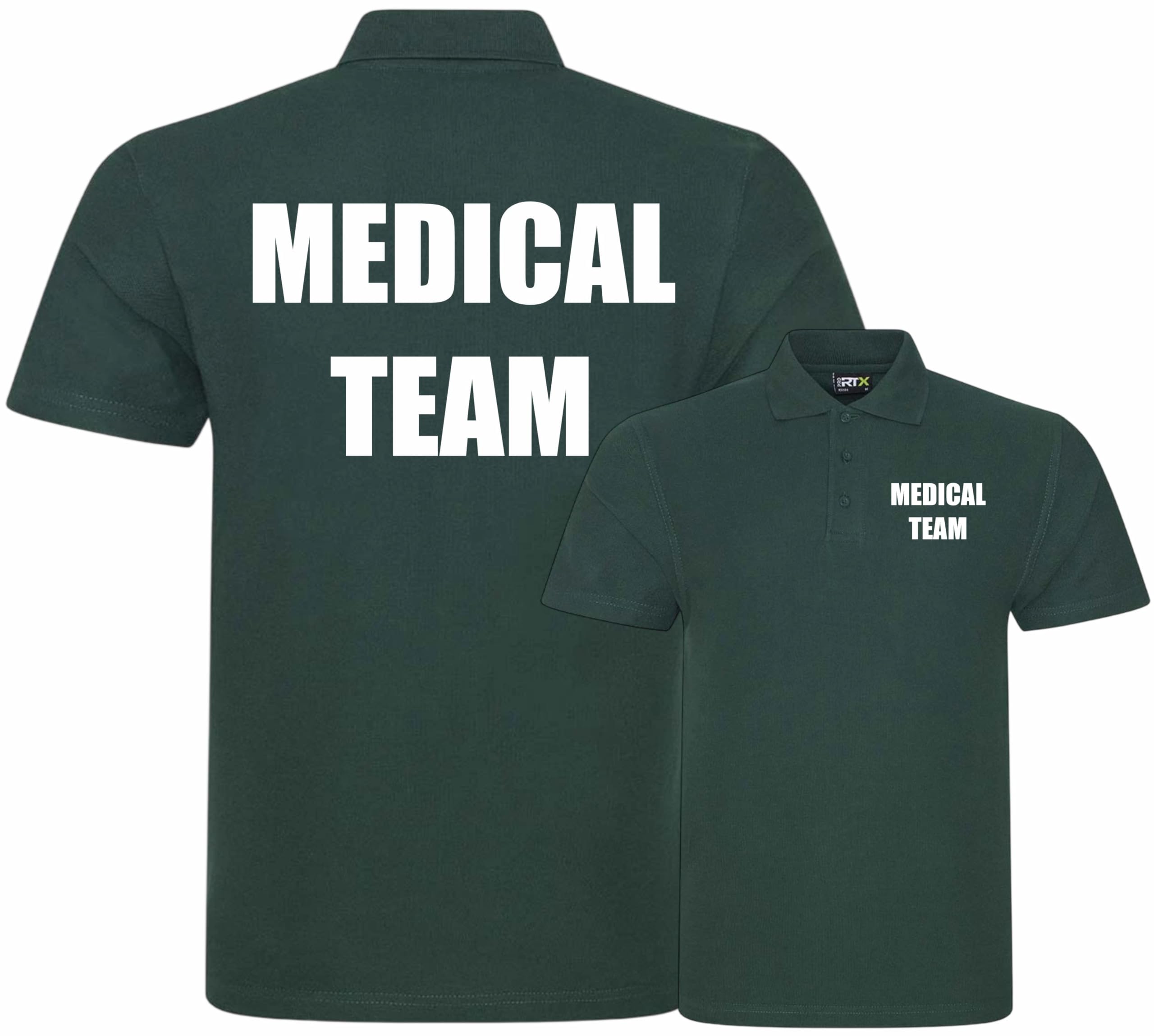 Brook Hi Vis Uk Unisex Green Medical Team Printed Polo Shirt, Medical Clothing Small