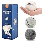 Wool Dryer Balls Handmade 3 Pack XL,Organic Laundry Dryer Balls,100% New Zealand Wool Natural Fabric Softener,Reusable 1000 Loads,Wrinkles Free, Shorten Drying Time,Baby Safe (3 Pack,Cloudscape Trio)