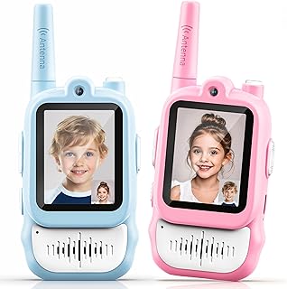 Lapare Walkie Talkies de video para niños, Walkie Talkies recargables de 2 vías con pantalla, video HD en tiempo real, juguetes al aire libre para niños pequeños, para niñas de 3, 4, 5, 6, 7, 8+