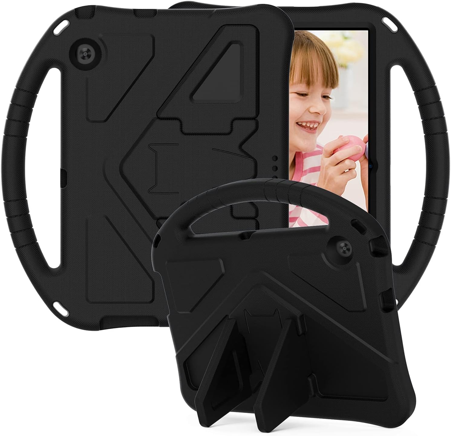 Kids Case for Huawei MediaPad T3 10 Tablet 9.6 inch, Durable Shockproof EVA Protective Case Built-in Handle with Folding Kickstand & Shoulder Strap for Model AGS-W09 AGS-L09 AGS-L03 - Black