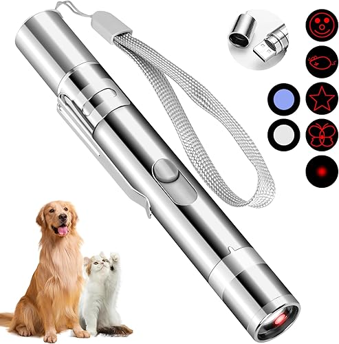 Puntero de juguete para gatos de interior, juguetes recargables por USB con 7 patrones ajustables, juguetes interactivos de persecución para gatos y