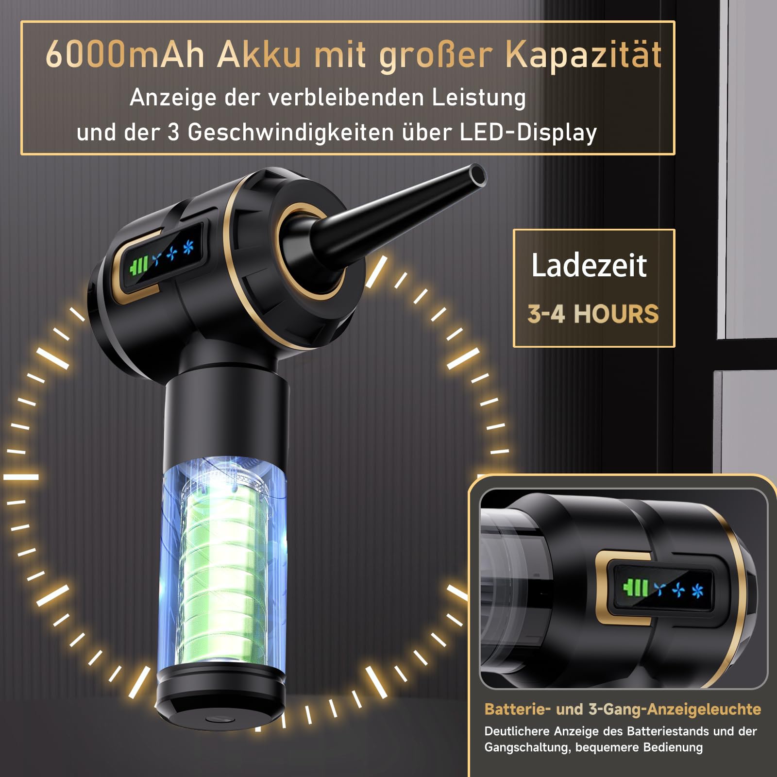 Handstaubsauger Akku 27000Pa Kabellos Mini Staubsauger 220000 U/min Elektrische Staubgebläse für Auto