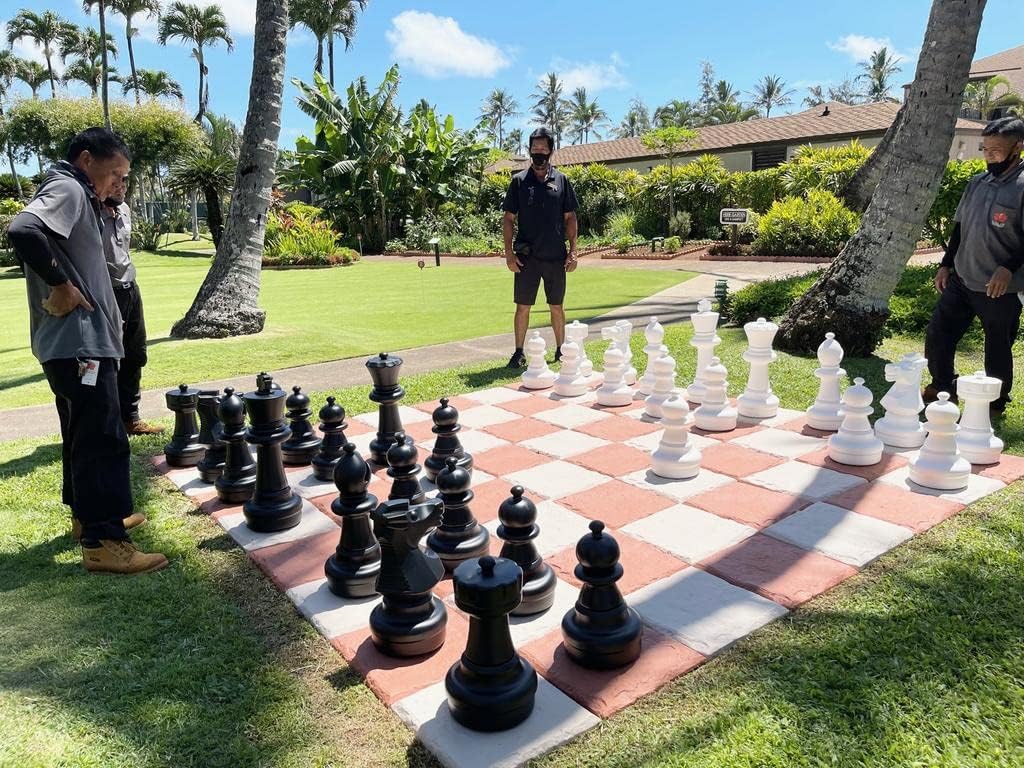 Chess House Giant Set Premium Pieces 25 inch King - Black and White - Complete with 32 Pieces - All Weather Indoor Outdoor - Home Park Resort Campground - Weightable - E060