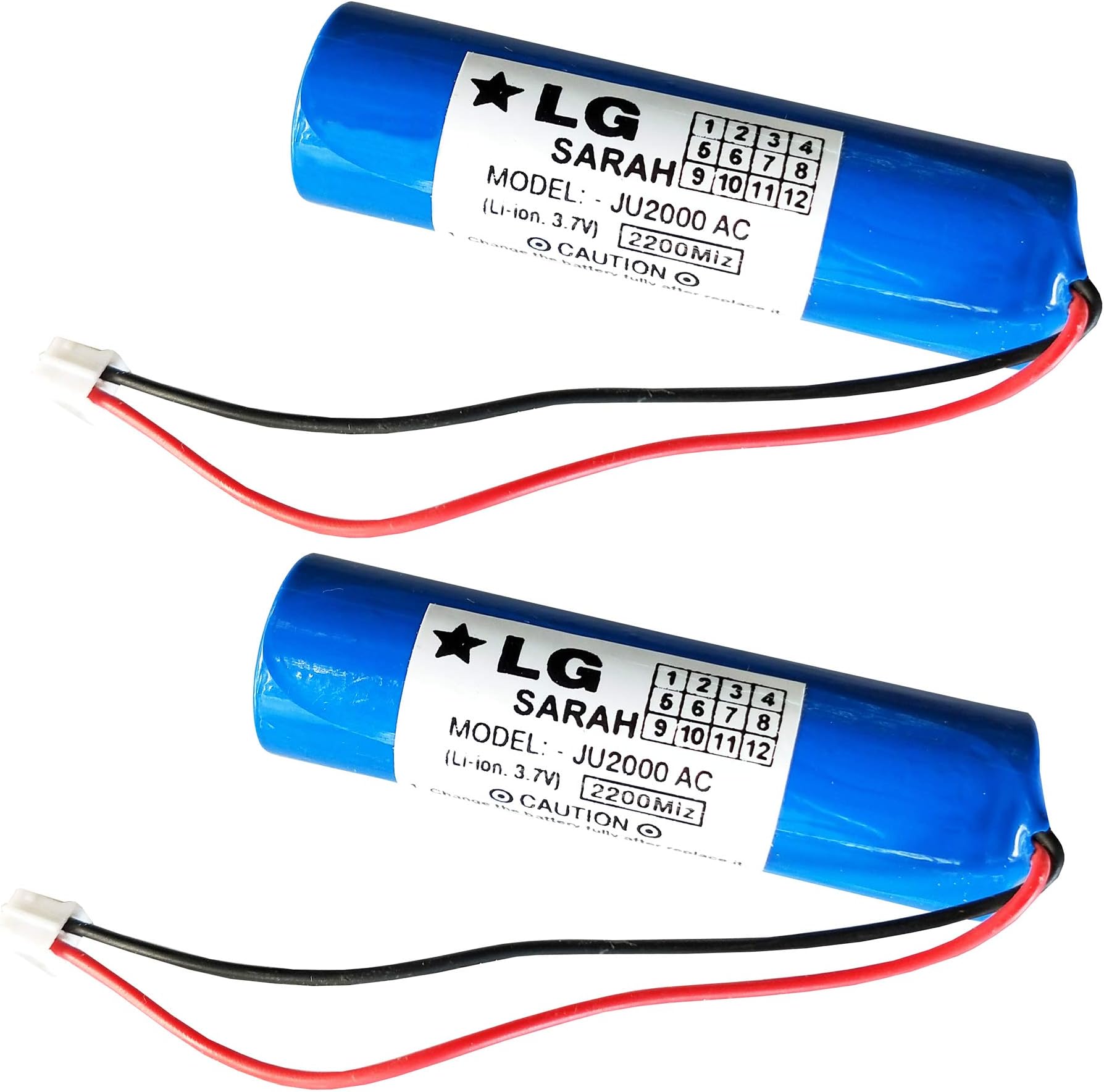 NASA Tech 3.7V Li-ion 2000 mAh Rechargeable Battery, 2 Pieces