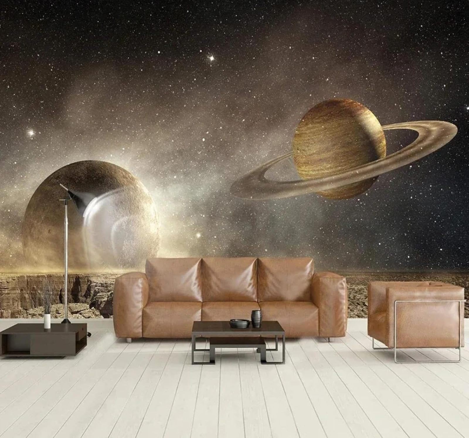 XLMING Three Dimensional Retro Universe Starry Sky Planet 3D Wallpaper Silky Texture Home Study Office Grey Dining Room Sofa Bedroom Living Room TV Backdrop-200cm×140cm