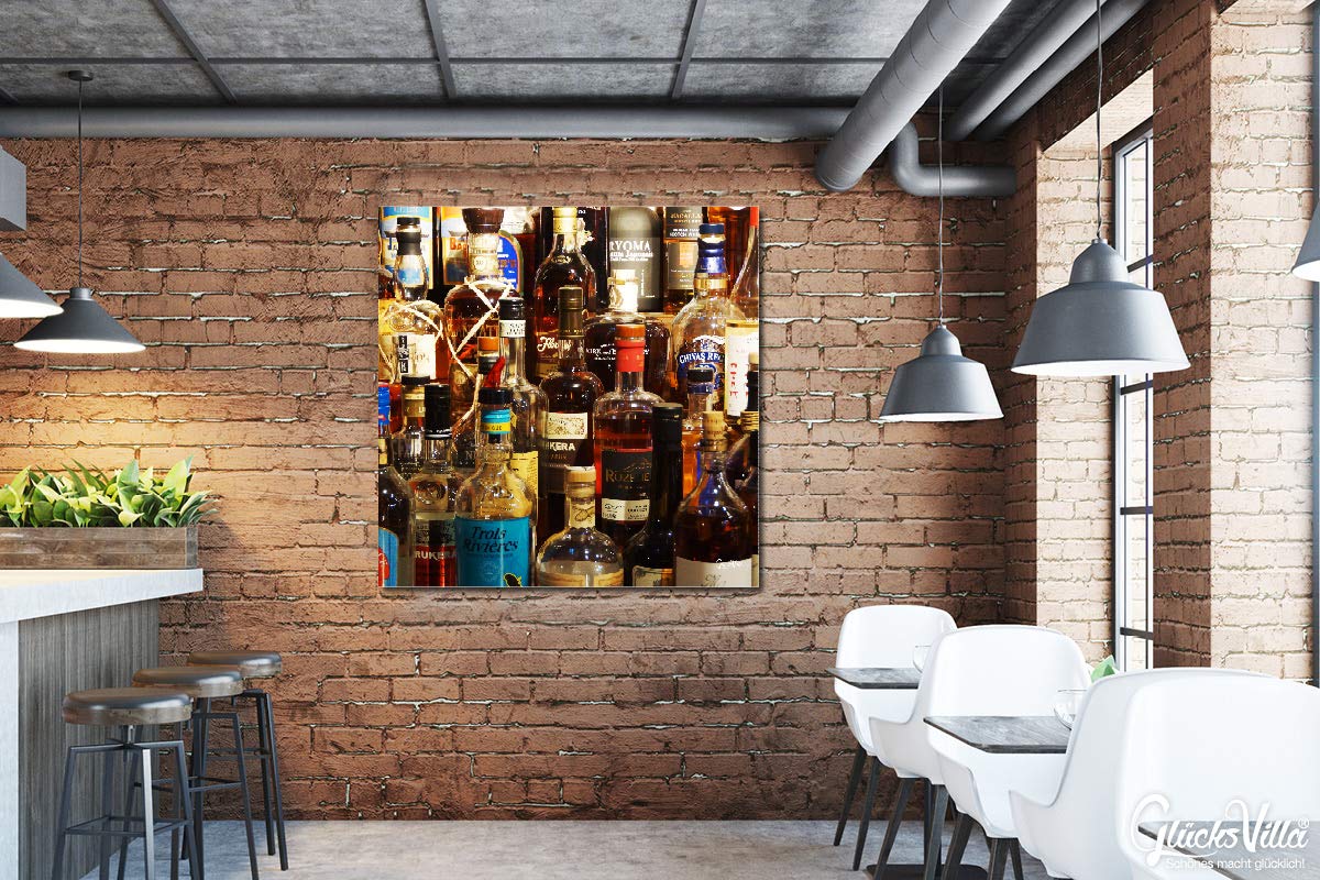 Glücksvilla - Drinks 3 - (Leinwand-Bild 5 cm, 120 x 120 cm) | div. Maße - aus DE - Kunstdruck XXL Deko Wandbild Quadrat - Getränke Bar Alkohol Restaurant