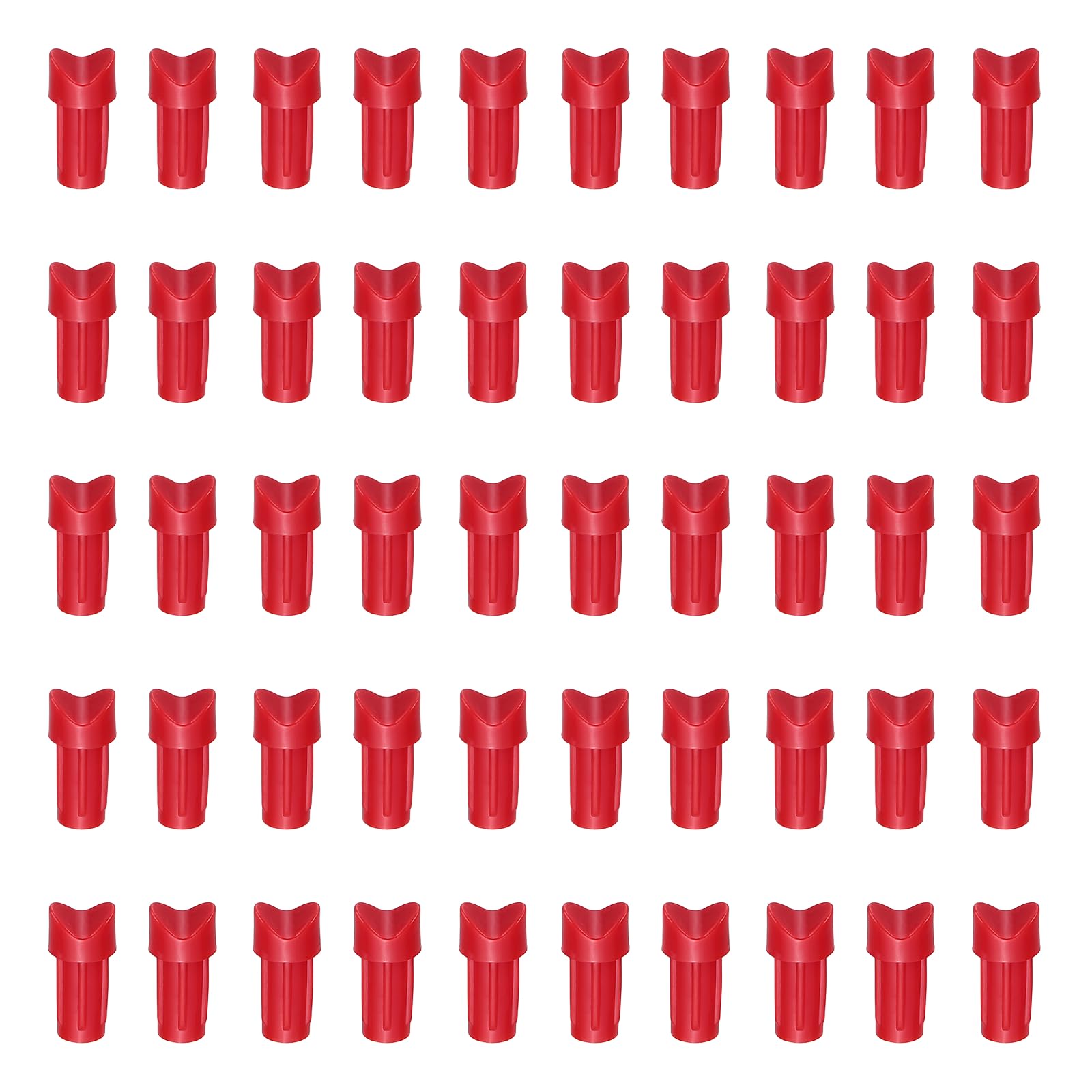 YELARXI Plastic Arrow Nocks, Half Moon Nocks Glue on Replacement Arrow Tail-Fitting For (DIY Hunting/Compound/Recurve Bow/Compound Bow) 7.6MM/0.3" ID & 50 Pcs & Plastic & Red