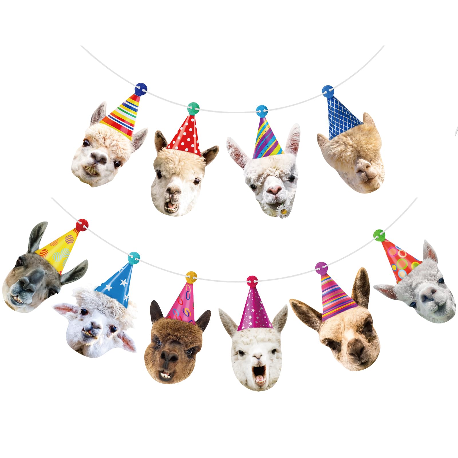 Hooqict Llama Birthday Banner Garland Funny Happy Birthday Decorations Party Banner for Kids Adults Animal Birthday Party Decorations Supplies