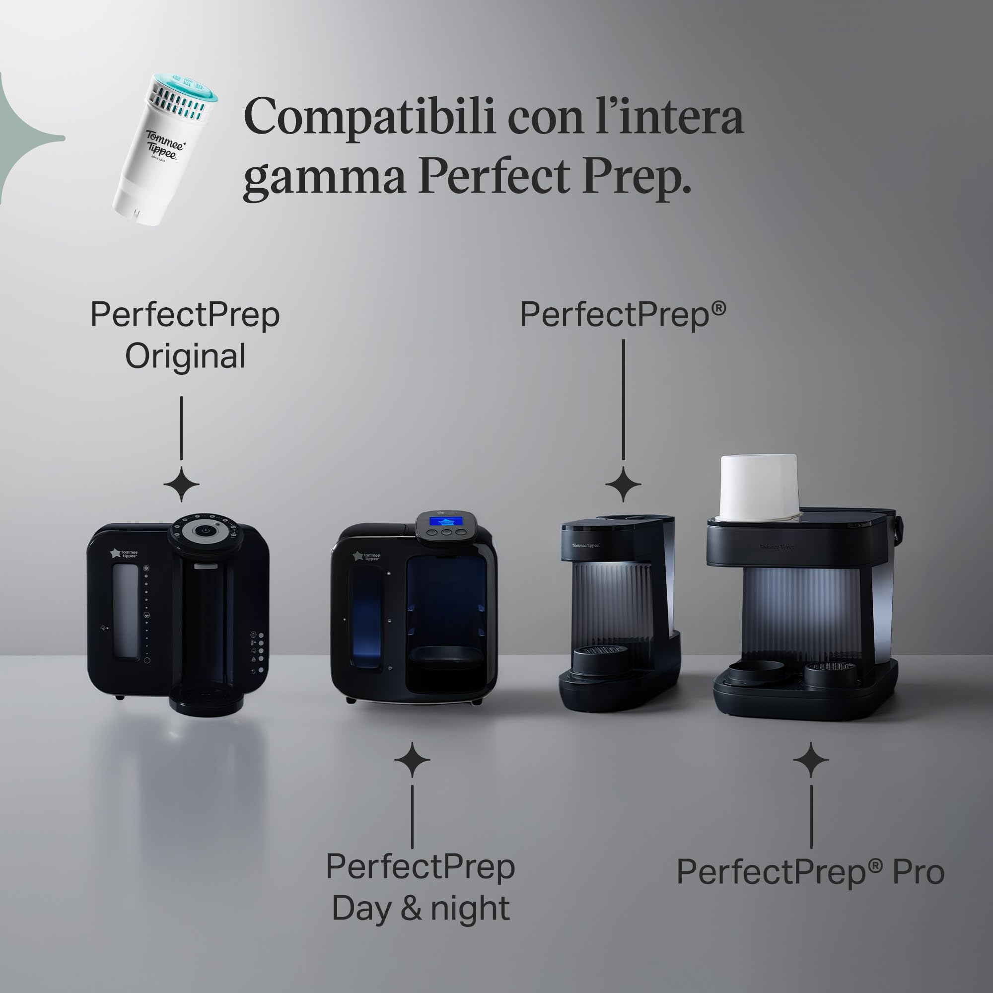 Tommee Tippee Filtro di ricambio per Perfect Prep, confezione da 1, Compatibile con tutti i dispositivi Perfect Prep, rimuove eventuali batteri, impurità e altri agenti contaminanti