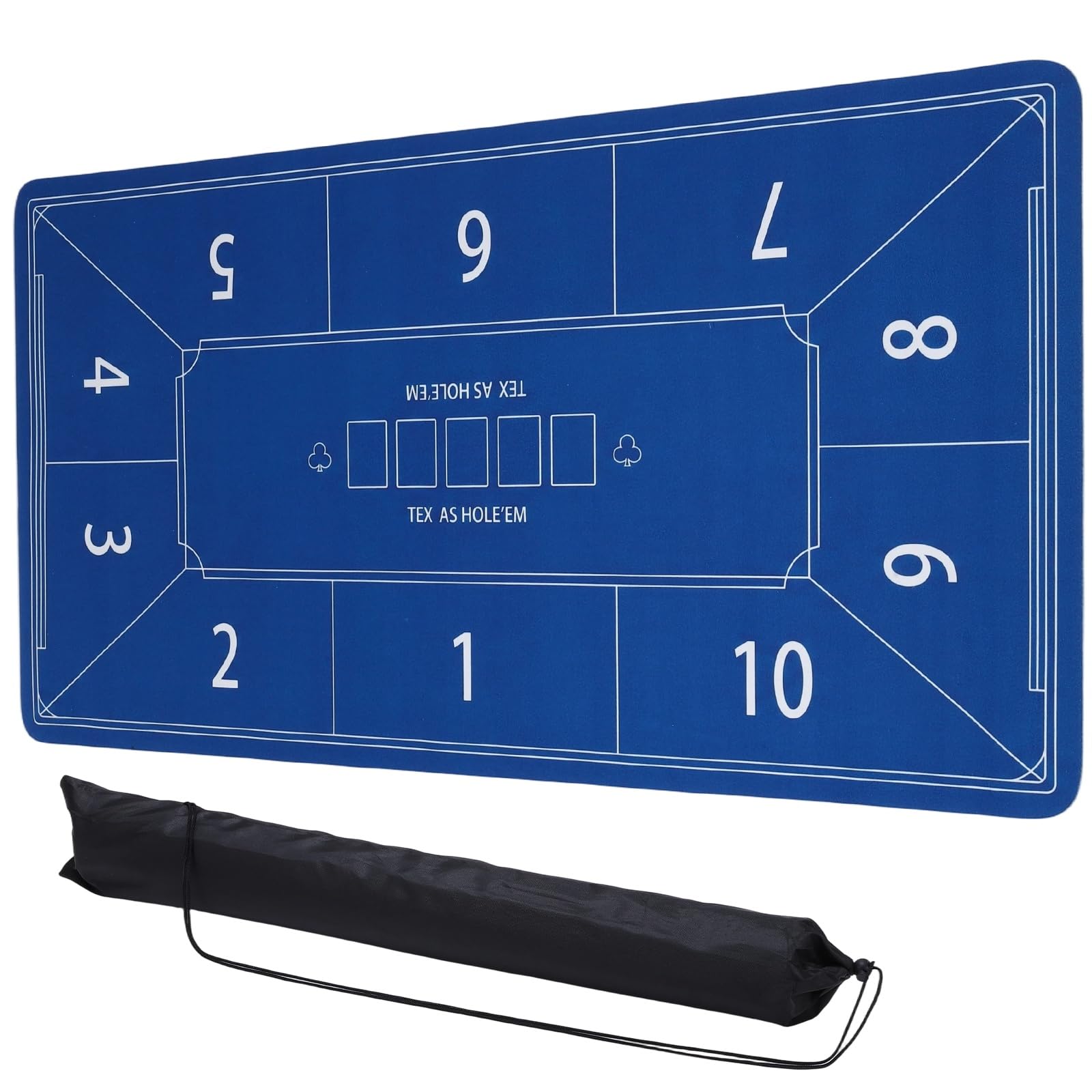 DTGN Portable Poker Table Mat, 180 x 90 cm Non-Slip Foldable Rubber Poker Mat, Noise Reduction Table Top with Polyester Storage Bag for Tabletop Games Home Games Night, Blue โ image 1