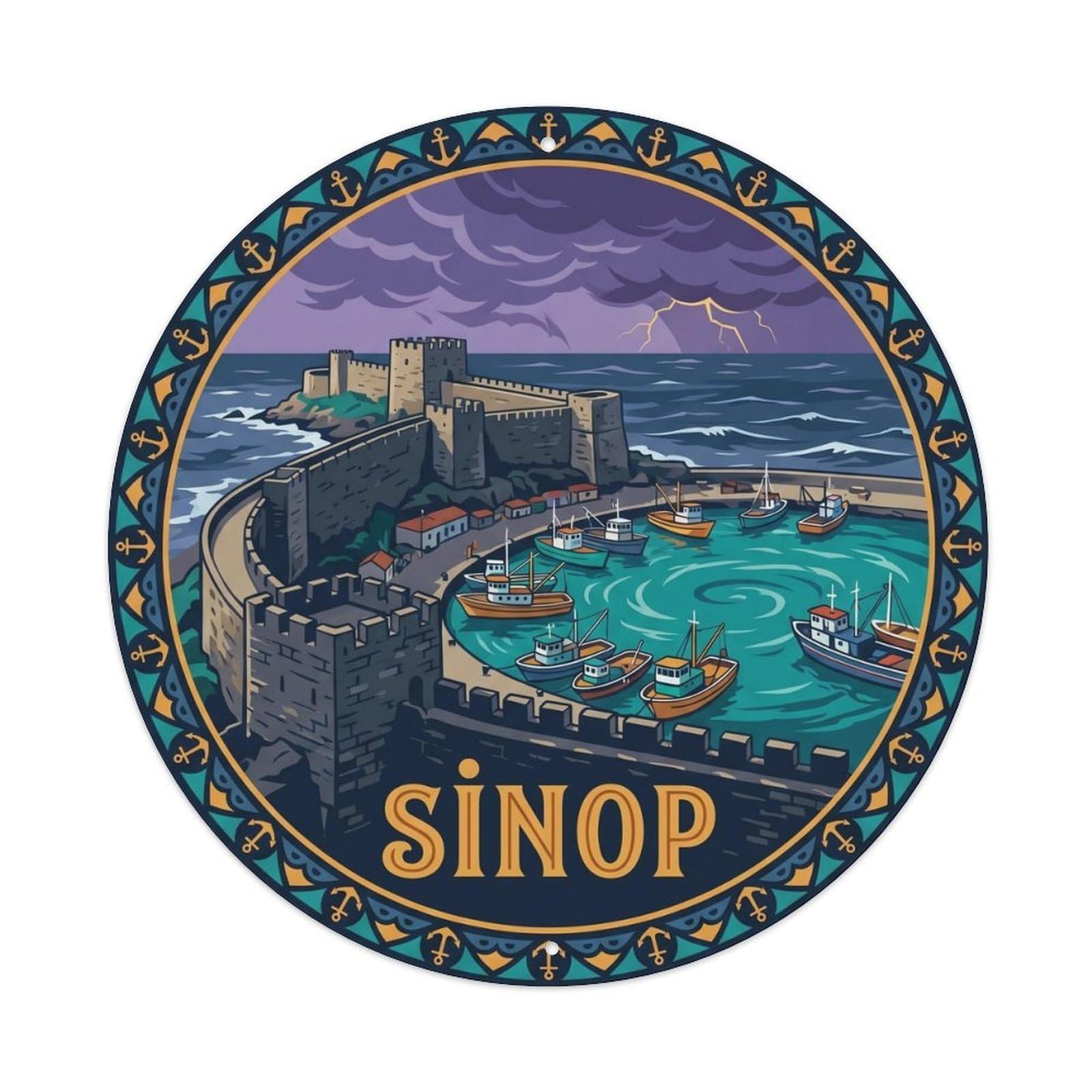 Sinop Black Sea Fortress Historic Castle Vintage Metal Tin Sign