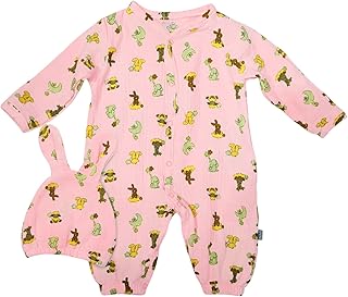 بيبي شورا طقم مكون من قطعتين سالوبيت بكباسين باكمام طويلة وطاقية بطبعة اشكال للبنات (عبوة من قطعة واحدة)