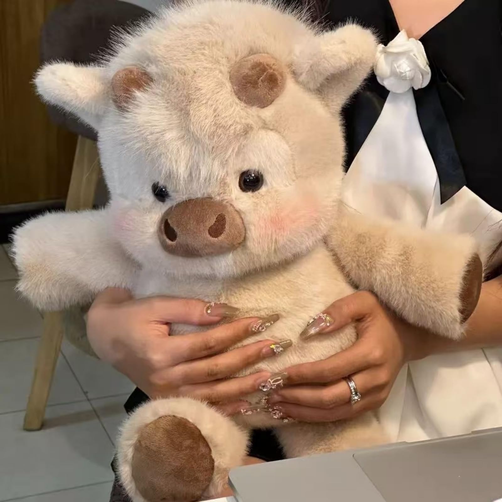 JORCEDI Highland Cow Plush Teddy, Cattle Soft Toy Doll, 45cm/60cm Comfortable Sleeping Pillow Gift for Birthday (Apricot,60CM)