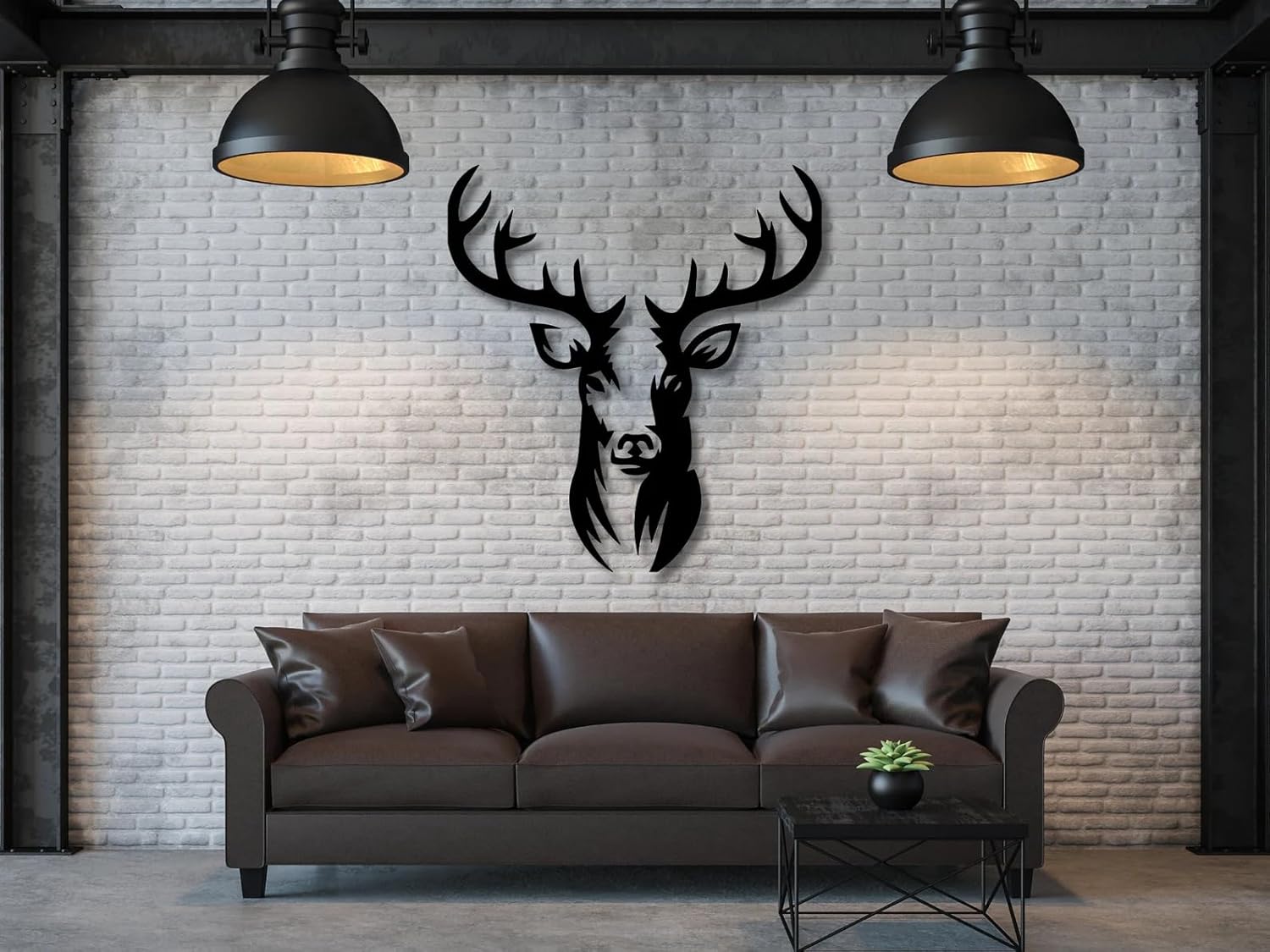 NORTH KAISER Metal Wall Art | Deer Antler Wall Sculptures | Black Moose Wall Hanging | Animal Head Wall Decor for Living Room, Bedroom, Home, Bathroom, Office, Kitchen, Outdoor (23.6'' x 19.7'')