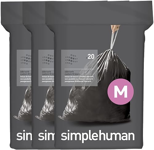 Code M Odorsorb Custom Fit Drawstring Odor Absorbing Trash Bags in Dispenser Packs, 60 Count, 45 Liter / 12 Gallon