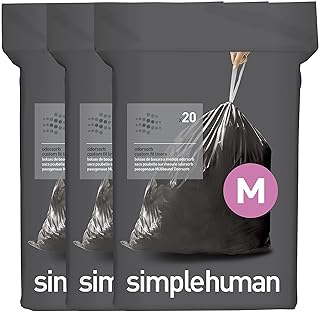 Code M Odorsorb Custom Fit Drawstring Odor Absorbing Trash Bags in Dispenser Packs, 60 Count, 45 Liter / 12 Gallon