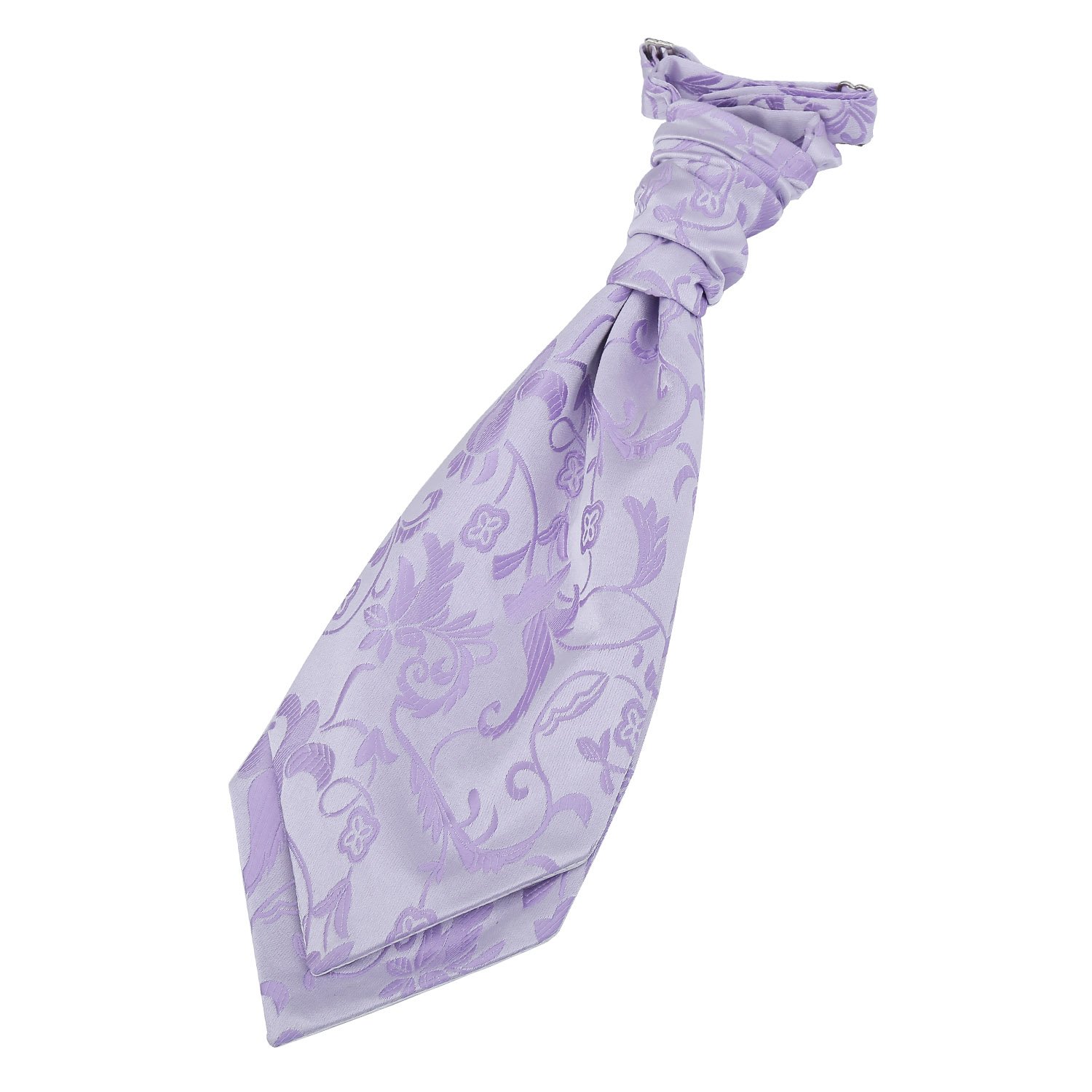 Dqt Boys Silver Passion Floral Jacquard Pre-Tied Scrunchie Cravat - Wedding Page Formal