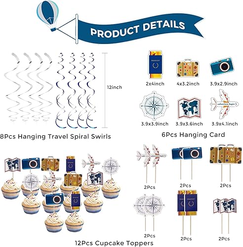 Miniatura 4 de Decoraciones de fiesta de aventura que espera, decoraciones de fiesta temática de viaje, decoraciones de fiesta de jubilación, decoraciones de