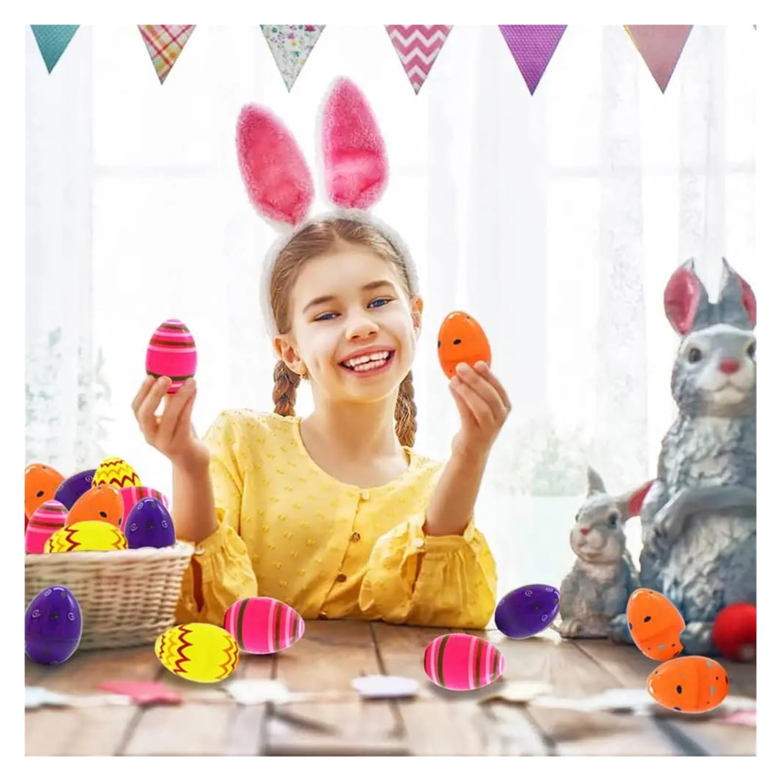 50 Pezzi di Uova Pasqua Stampate Grandi Dimensioni, Plastica Jumbo Riempibili for Imbottiture for Cestini Caccia A Tema Pasquale, Dolcetti for Bomboniere per Feste