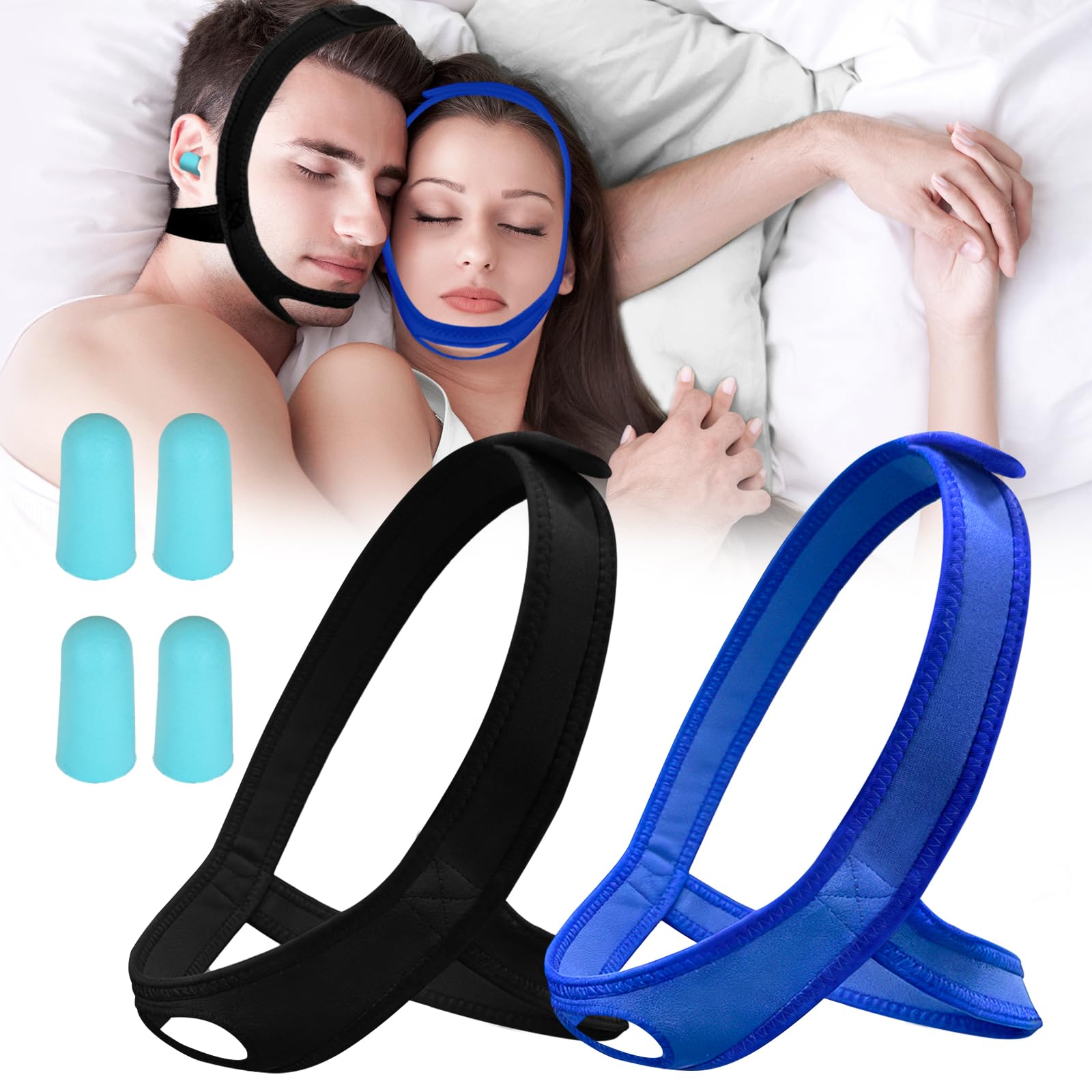 Photo 1 of Snoring Chin Strap for Users, 2 Pack Adjustable Jaw Support Chin Strap to Keep Mouth Closed, Soft Snoring for Men Women, Lightweight Reusable, Snoring Dry Mouth, Comfort Fit Nighttime Sleeping Aid