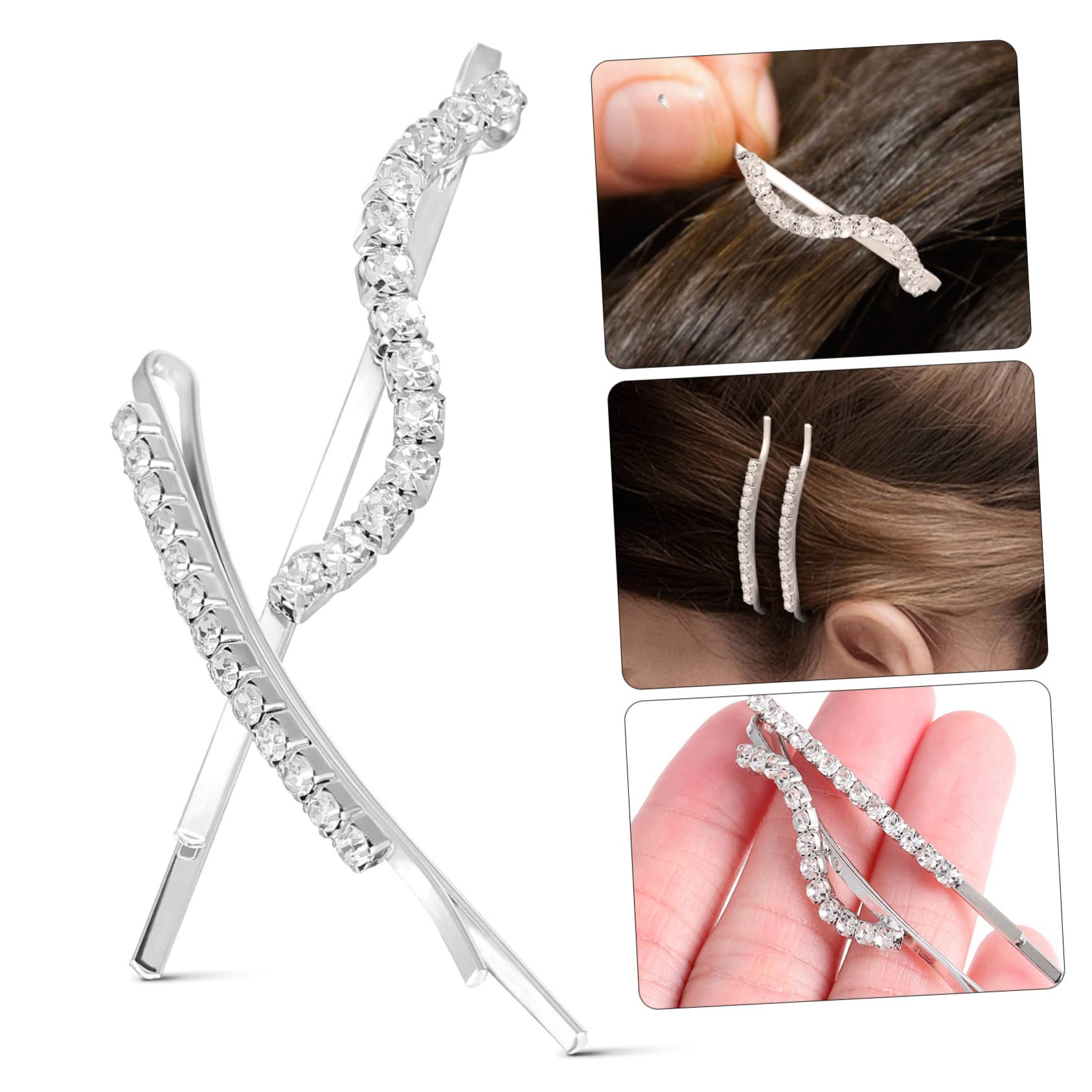 Housoutil 60stücke Strass Haarklammern Metall Haarclips Mit Funkelnden Rhinestones Haarnadeln Für Hochzeiten Und Besondere Anlässe Silberne Bobby Pins Für Damen Und Mädchen